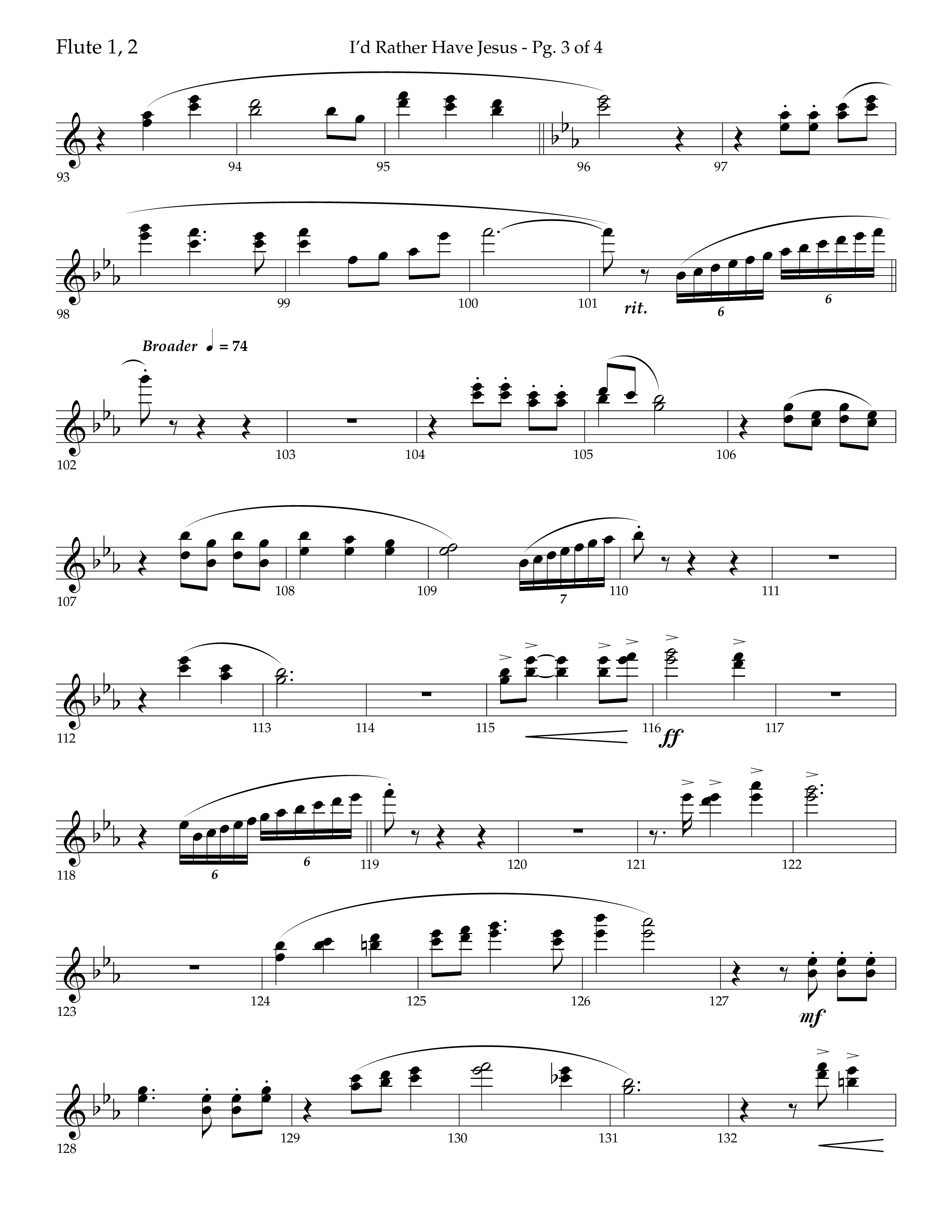 I'd Rather Have Jesus (Choral Anthem SATB) Flute 1/2 (Lifeway Choral / Arr. Richard Kingsmore)