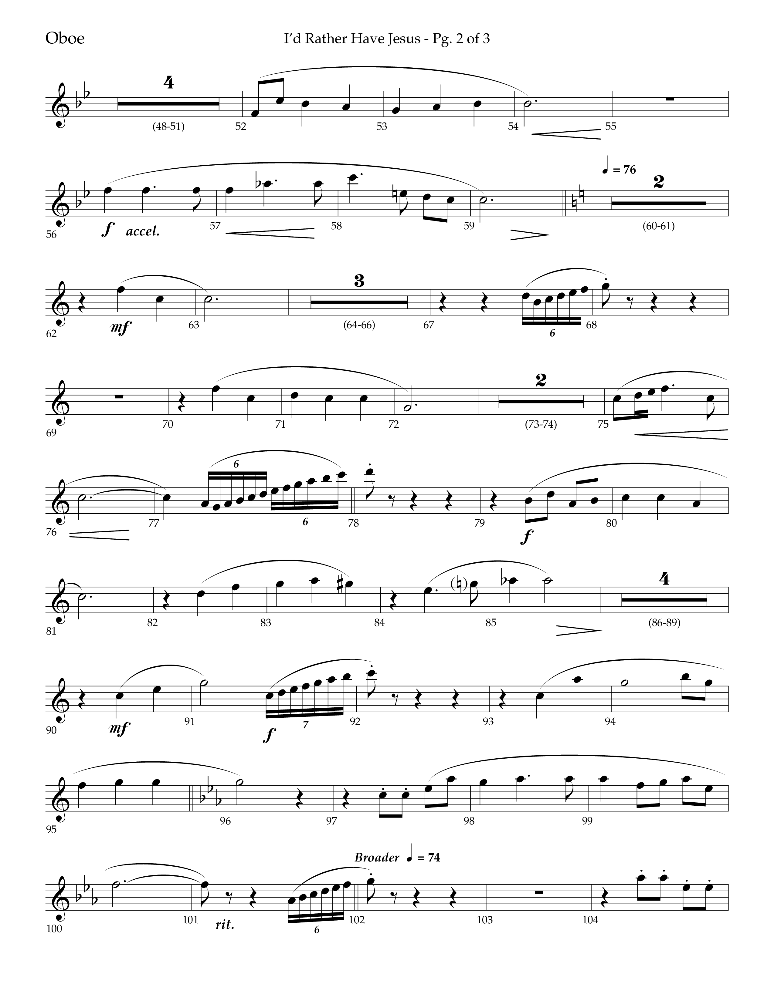 I'd Rather Have Jesus (Choral Anthem SATB) Oboe (Lifeway Choral / Arr. Richard Kingsmore)