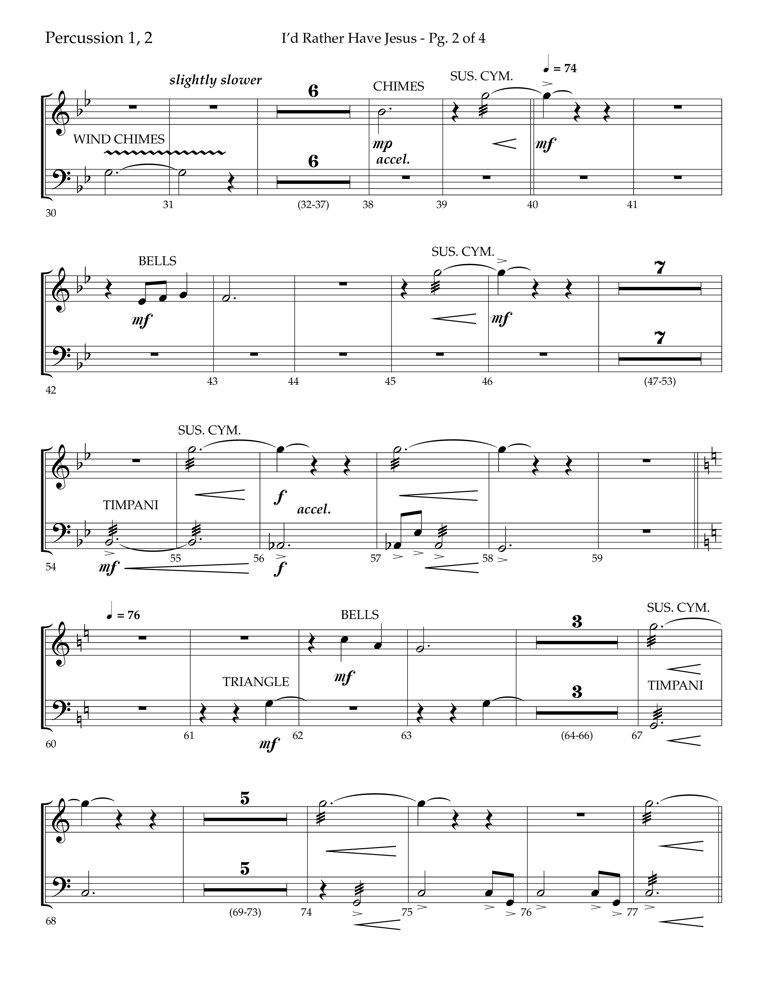 I'd Rather Have Jesus (Choral Anthem SATB) Percussion 1/2 (Lifeway Choral / Arr. Richard Kingsmore)