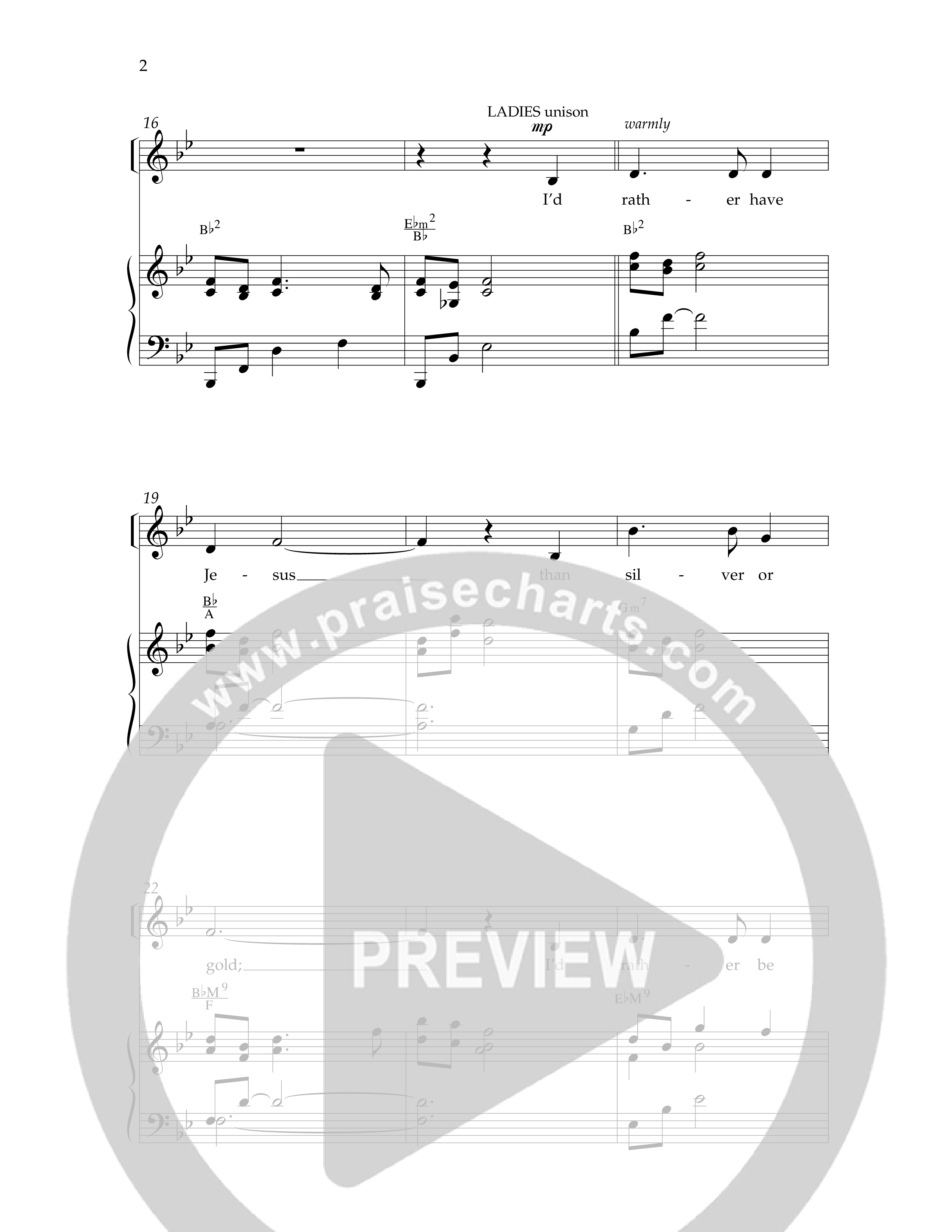 I'd Rather Have Jesus (Choral Anthem SATB) Anthem (SATB/Piano) (Lifeway Choral / Arr. Richard Kingsmore)