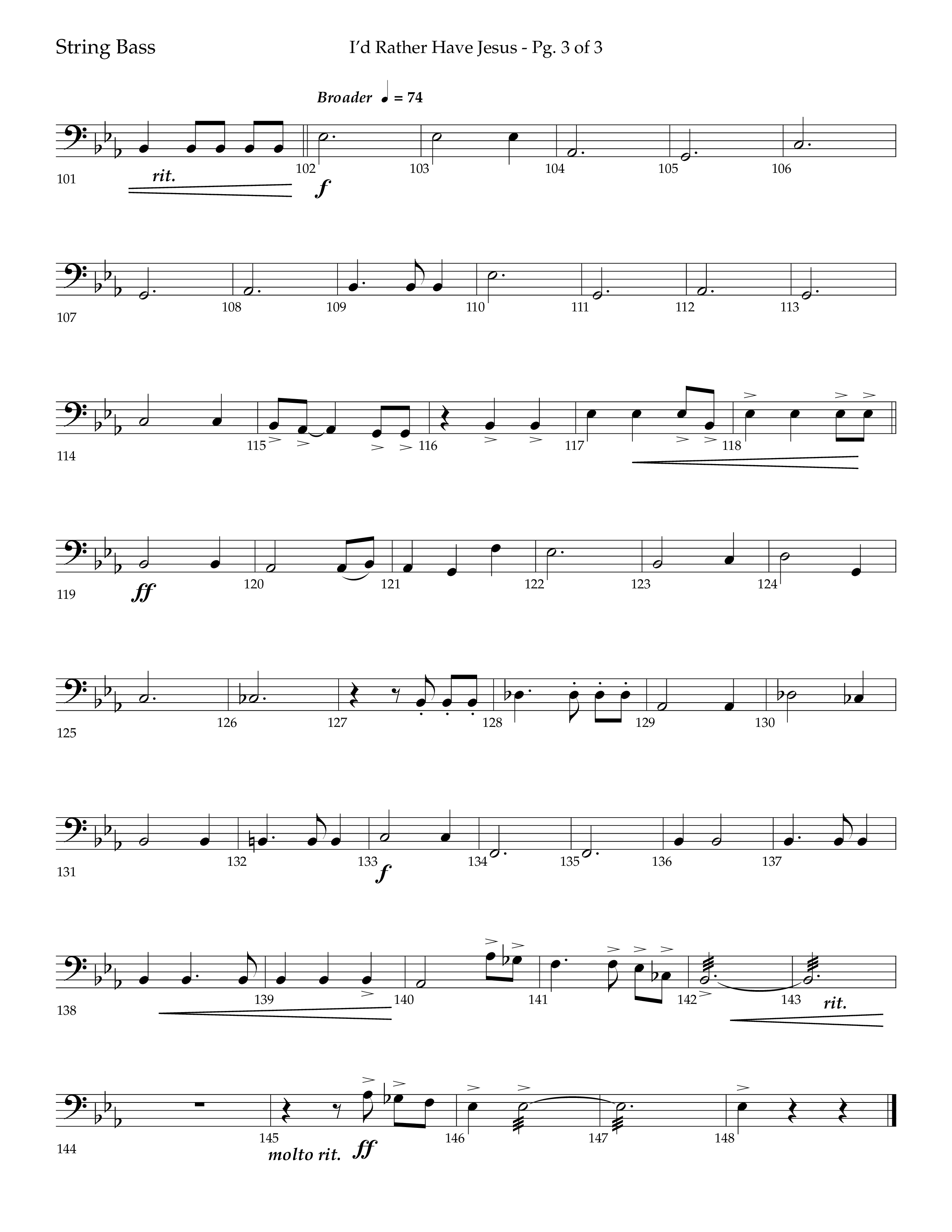 I'd Rather Have Jesus (Choral Anthem SATB) String Bass (Lifeway Choral / Arr. Richard Kingsmore)