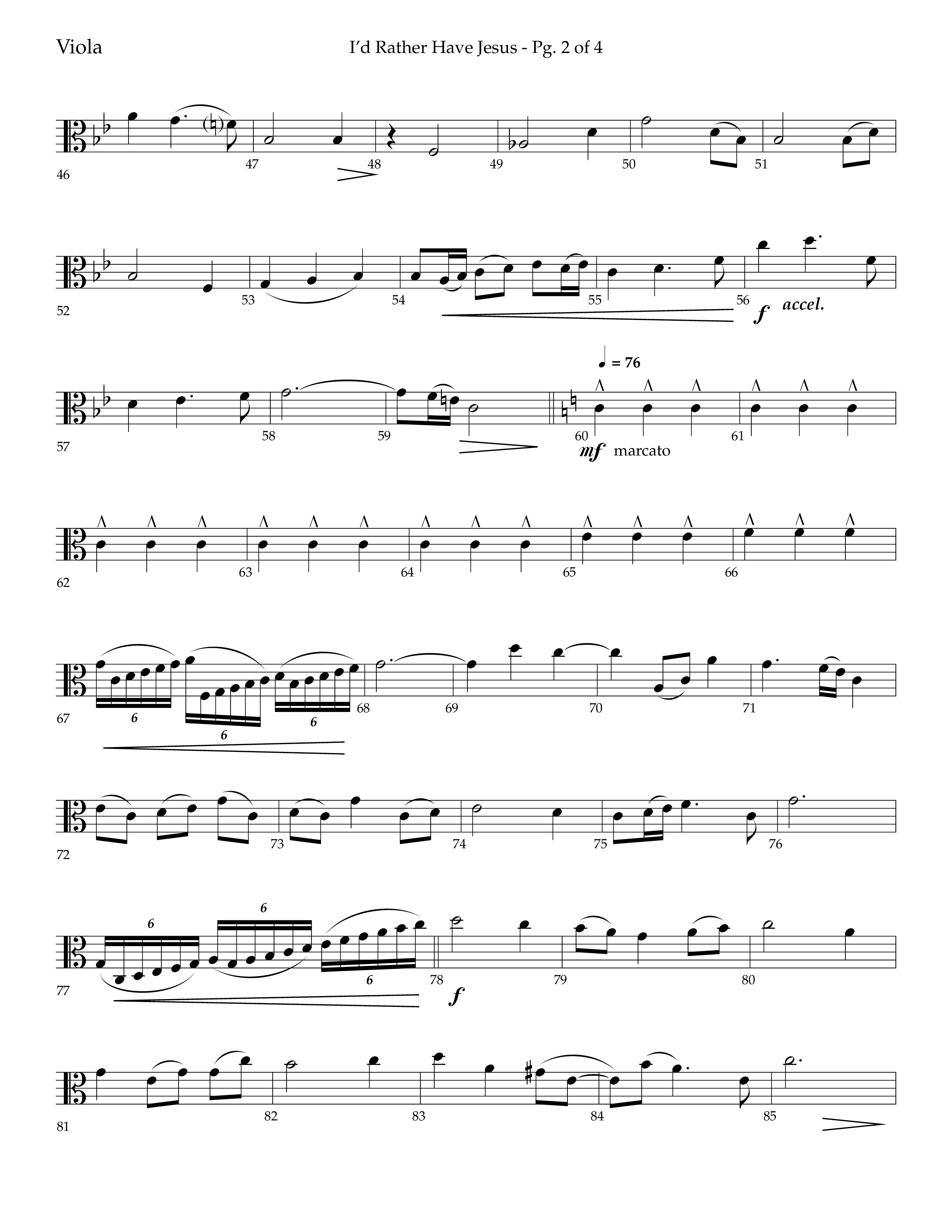 I'd Rather Have Jesus (Choral Anthem SATB) Viola (Lifeway Choral / Arr. Richard Kingsmore)