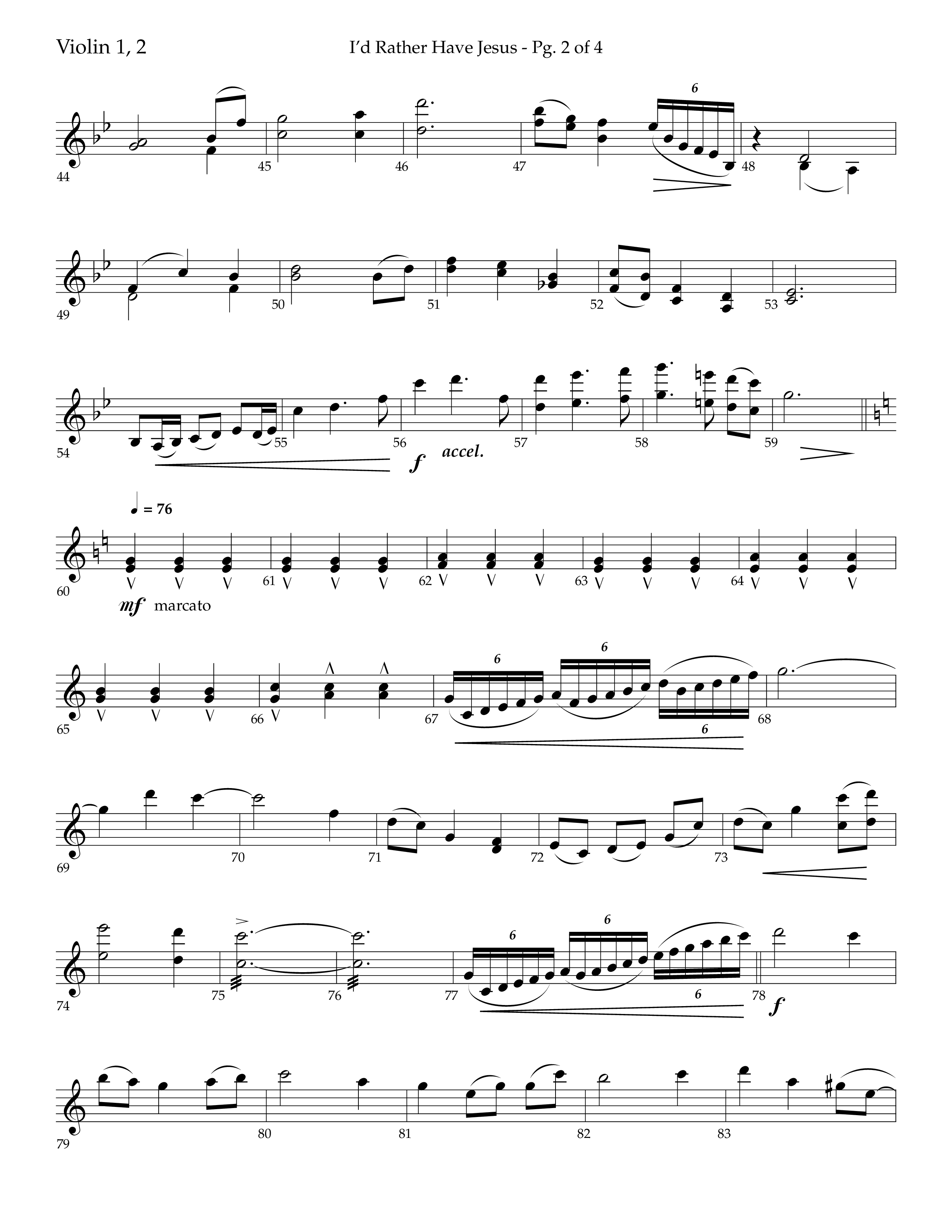 I'd Rather Have Jesus (Choral Anthem SATB) Violin 1/2 (Lifeway Choral / Arr. Richard Kingsmore)