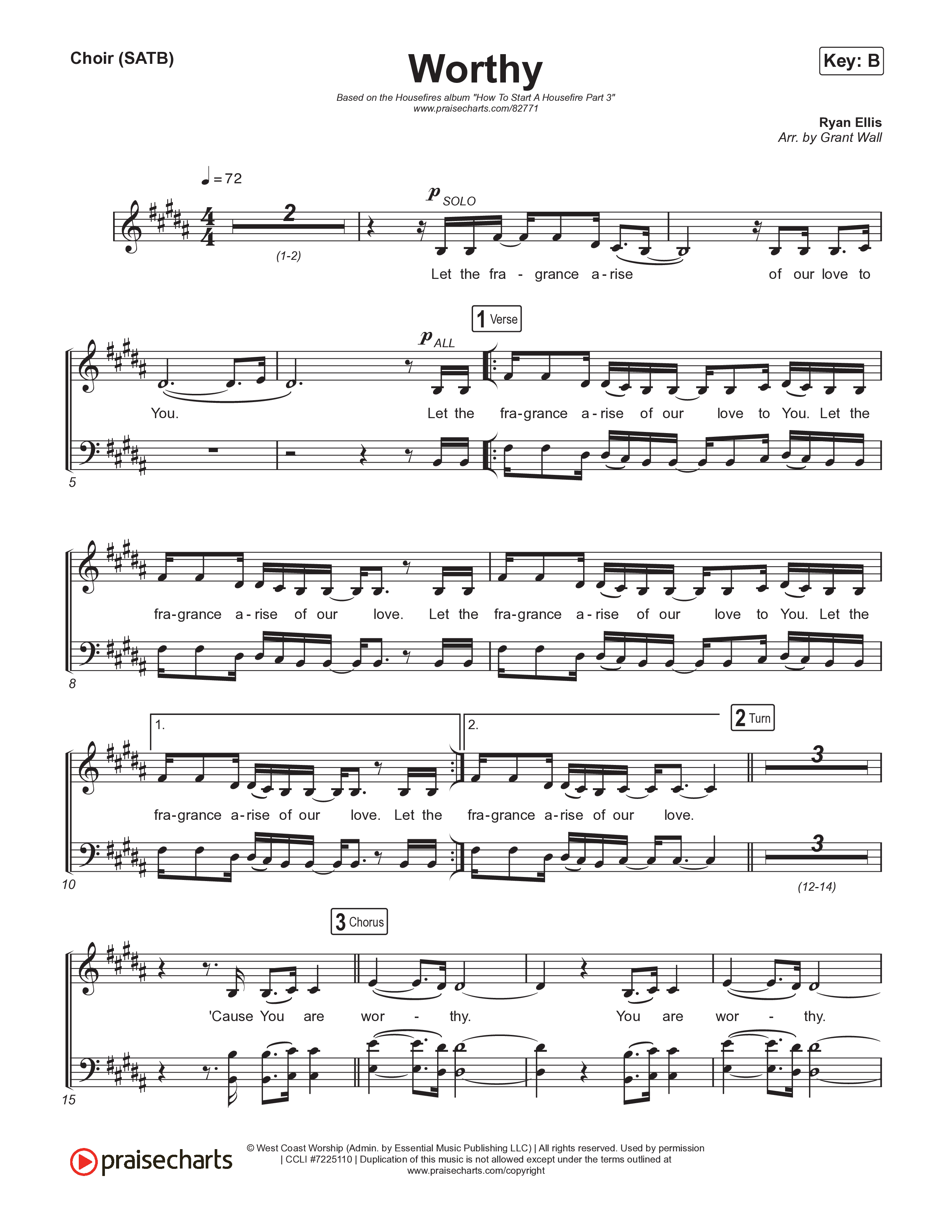 Worthy Choir Sheet (SATB) (Housefires / Ryan Ellis)