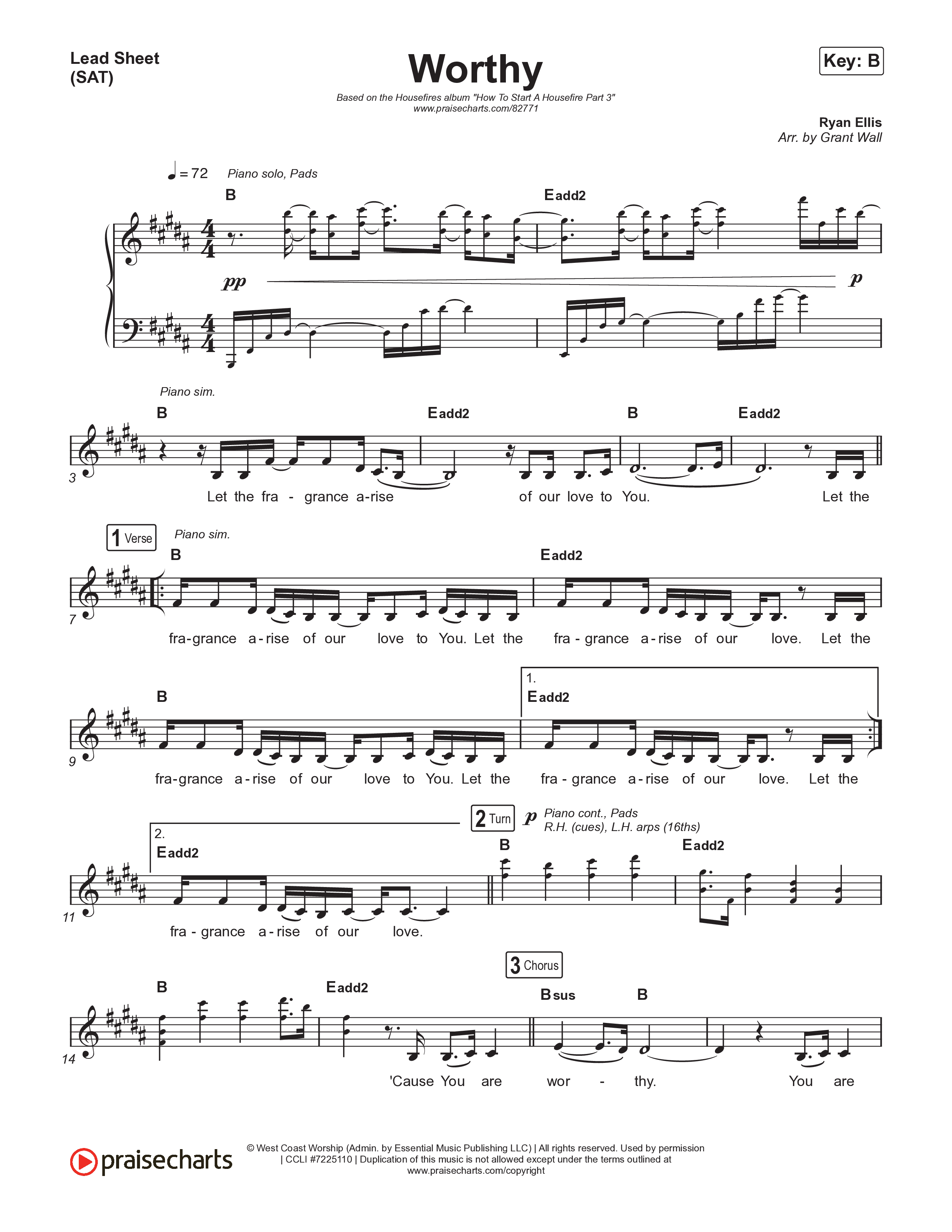 Worthy Lead Sheet (SAT) (Housefires / Ryan Ellis)