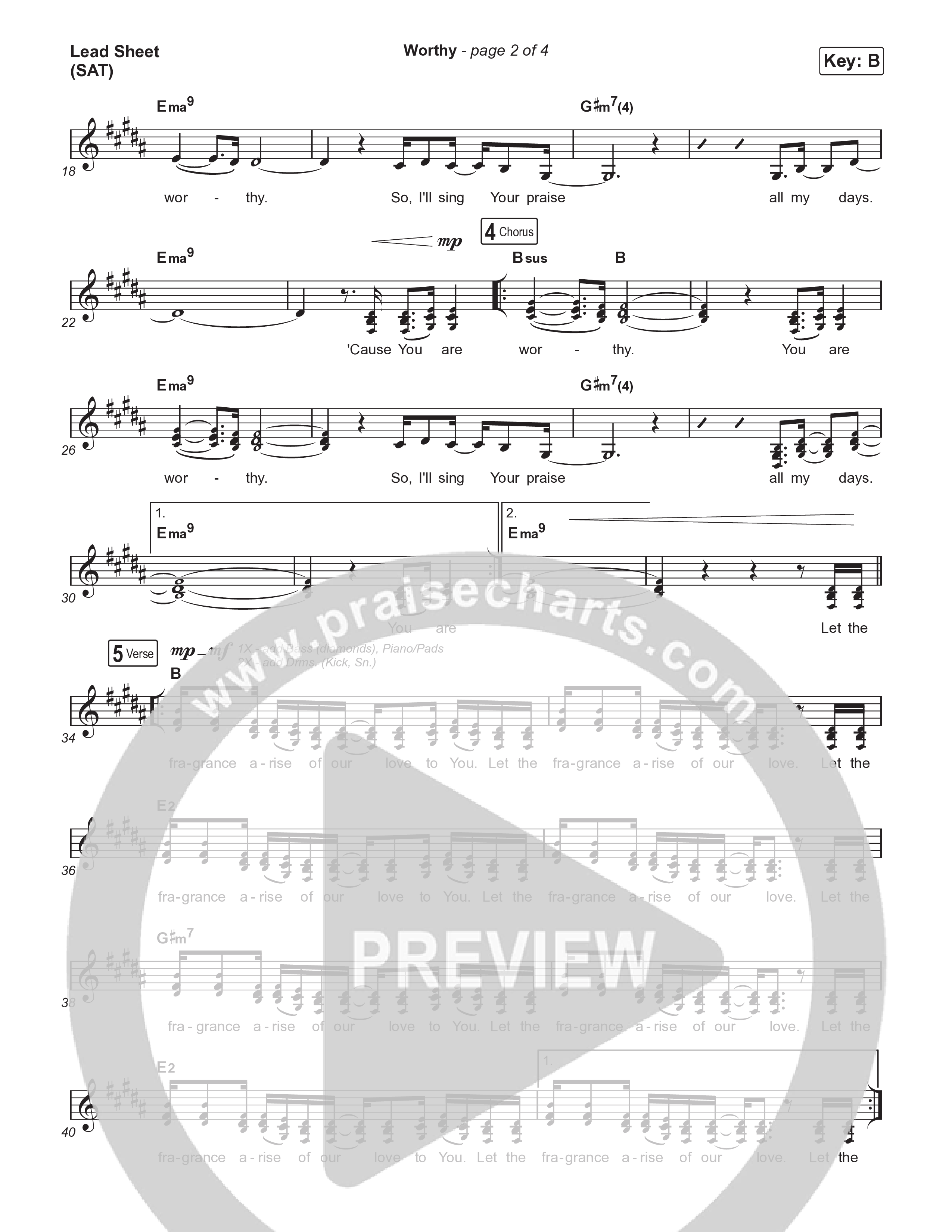 Worthy Lead Sheet (SAT) (Housefires / Ryan Ellis)