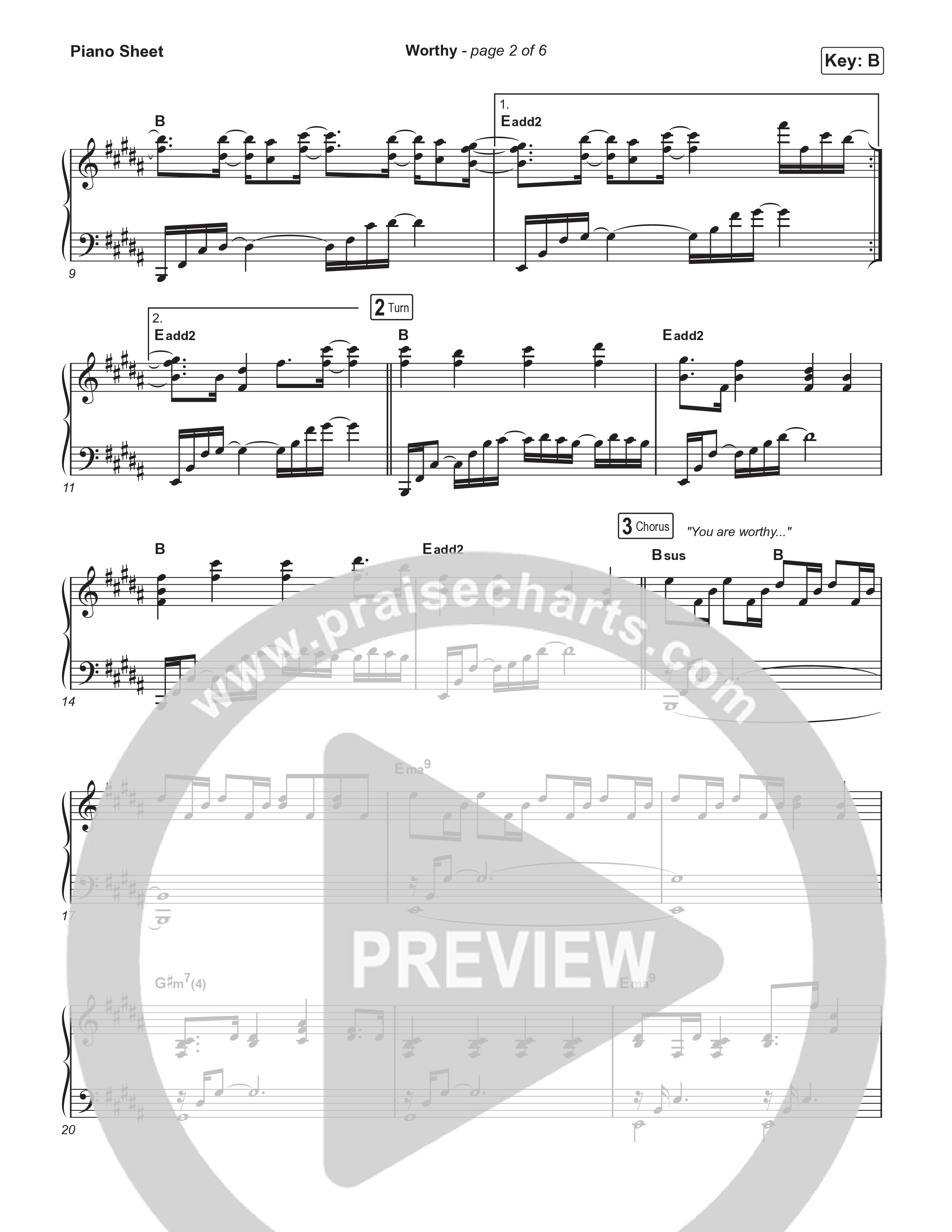 Worthy Piano Sheet (Housefires / Ryan Ellis)