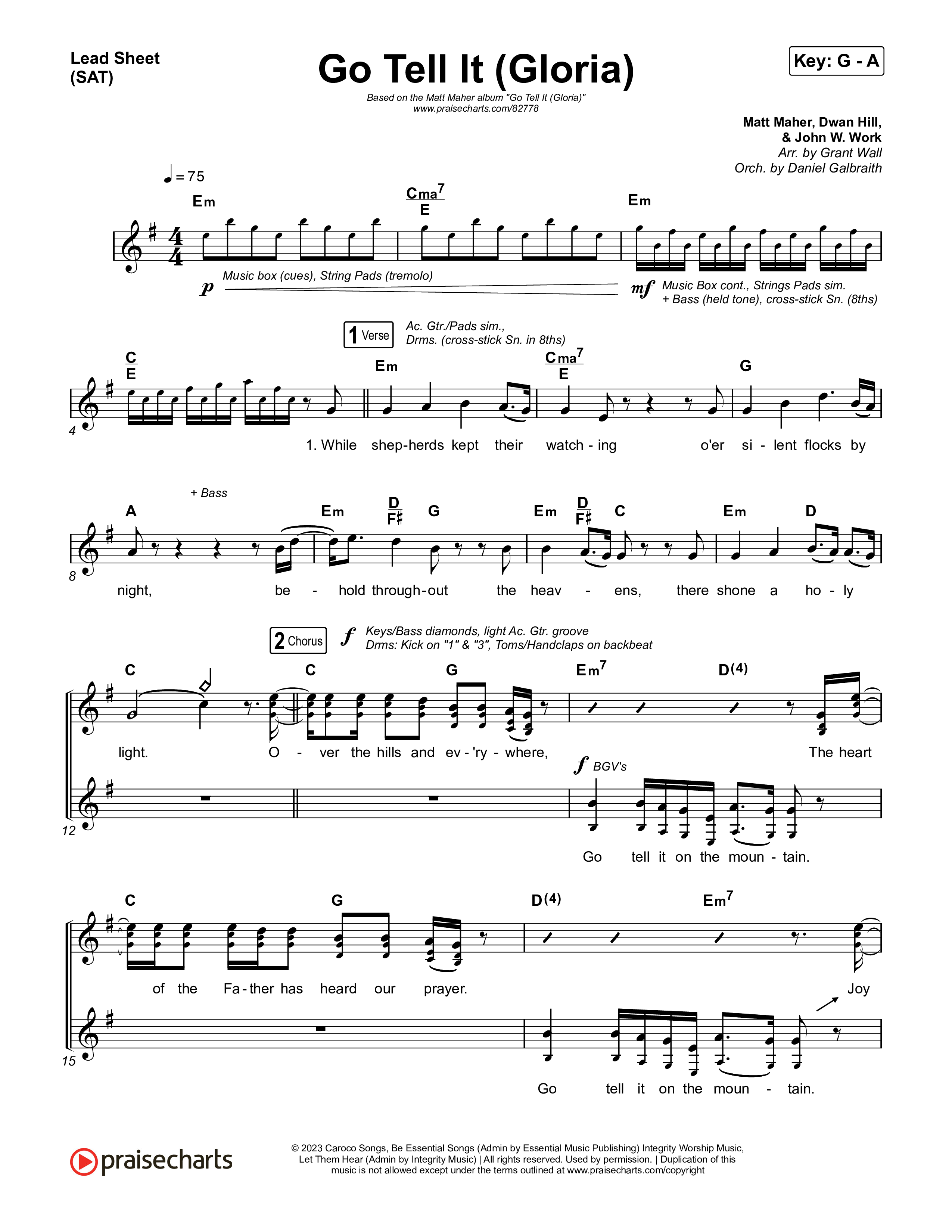 Go Tell It (Gloria) Lead Sheet (SAT) (Matt Maher)