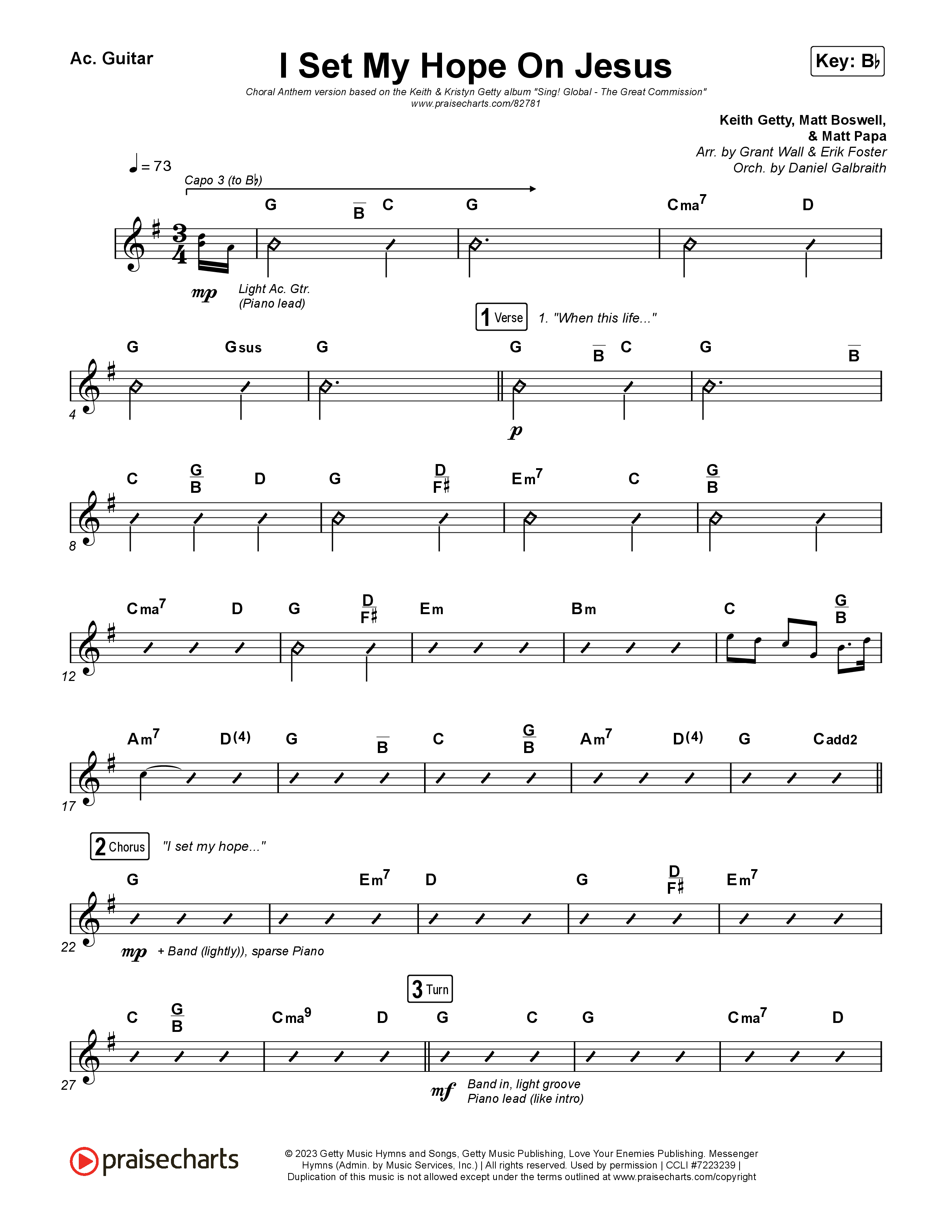 I Set My Hope (Hymn For A Deconstructing Friend) (Choral Anthem SATB) Acoustic Guitar (Keith & Kristyn Getty / Arr. Erik Foster)