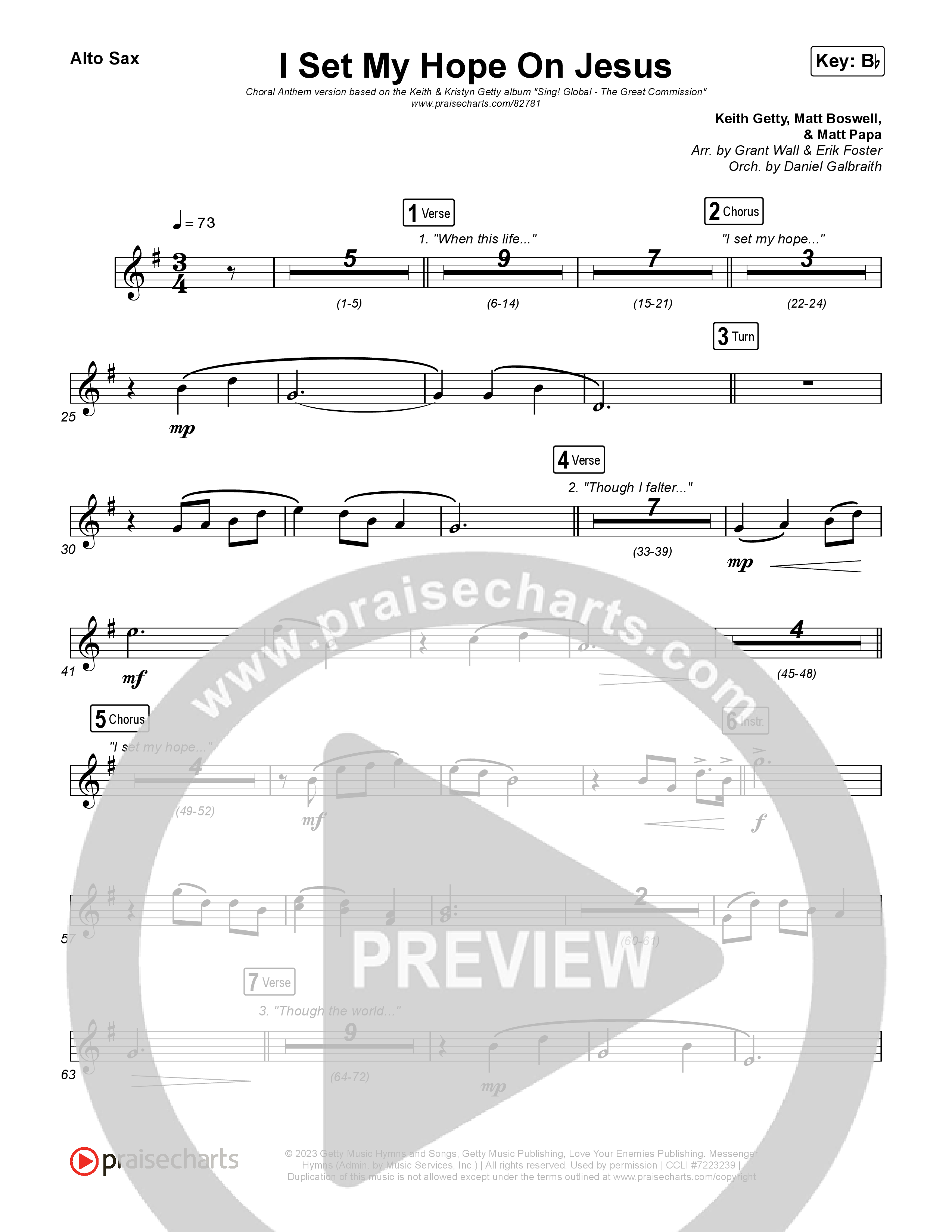 I Set My Hope (Hymn For A Deconstructing Friend) (Choral Anthem SATB) Sax Pack (Keith & Kristyn Getty / Arr. Erik Foster)