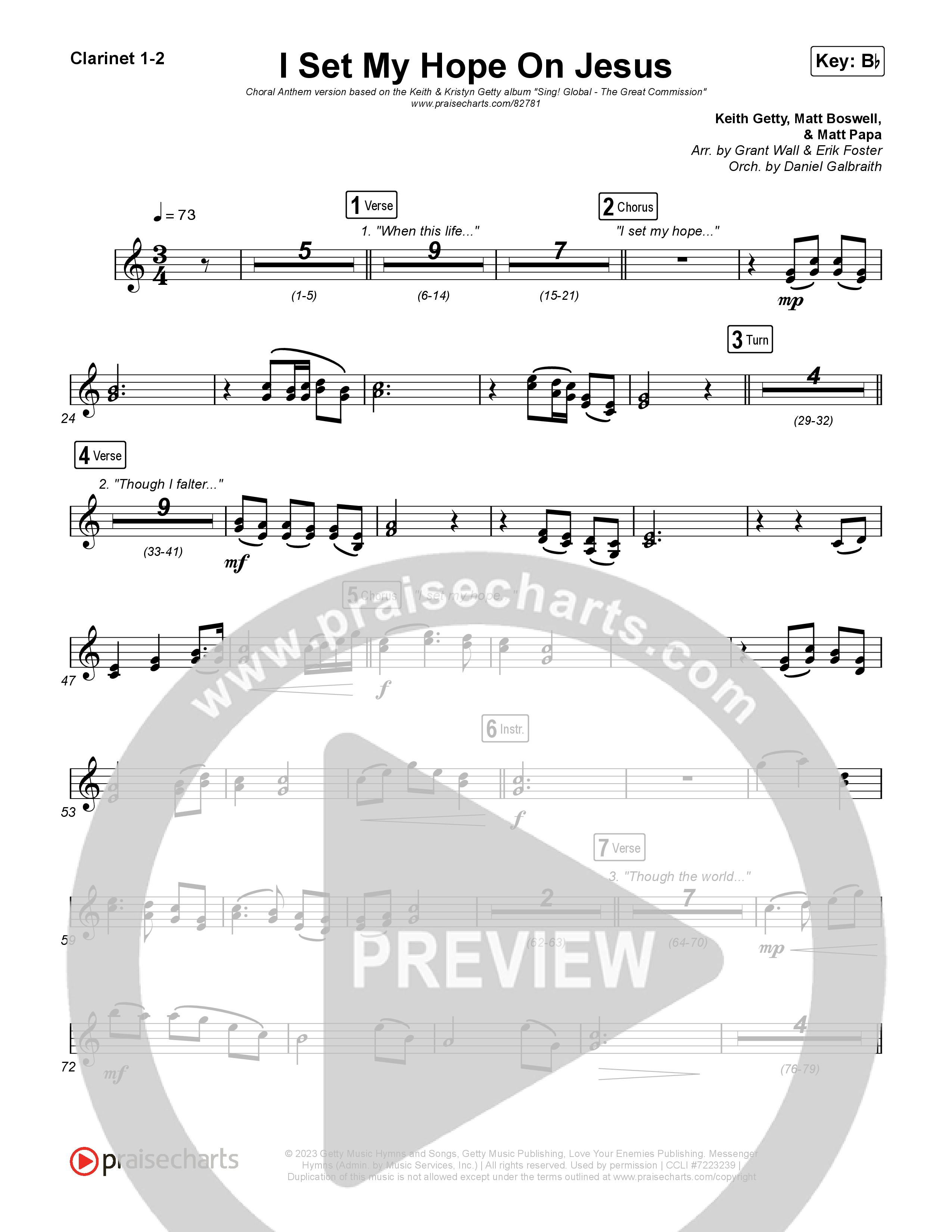 I Set My Hope (Hymn For A Deconstructing Friend) (Choral Anthem SATB) Clarinet 1,2 (Keith & Kristyn Getty / Arr. Erik Foster)