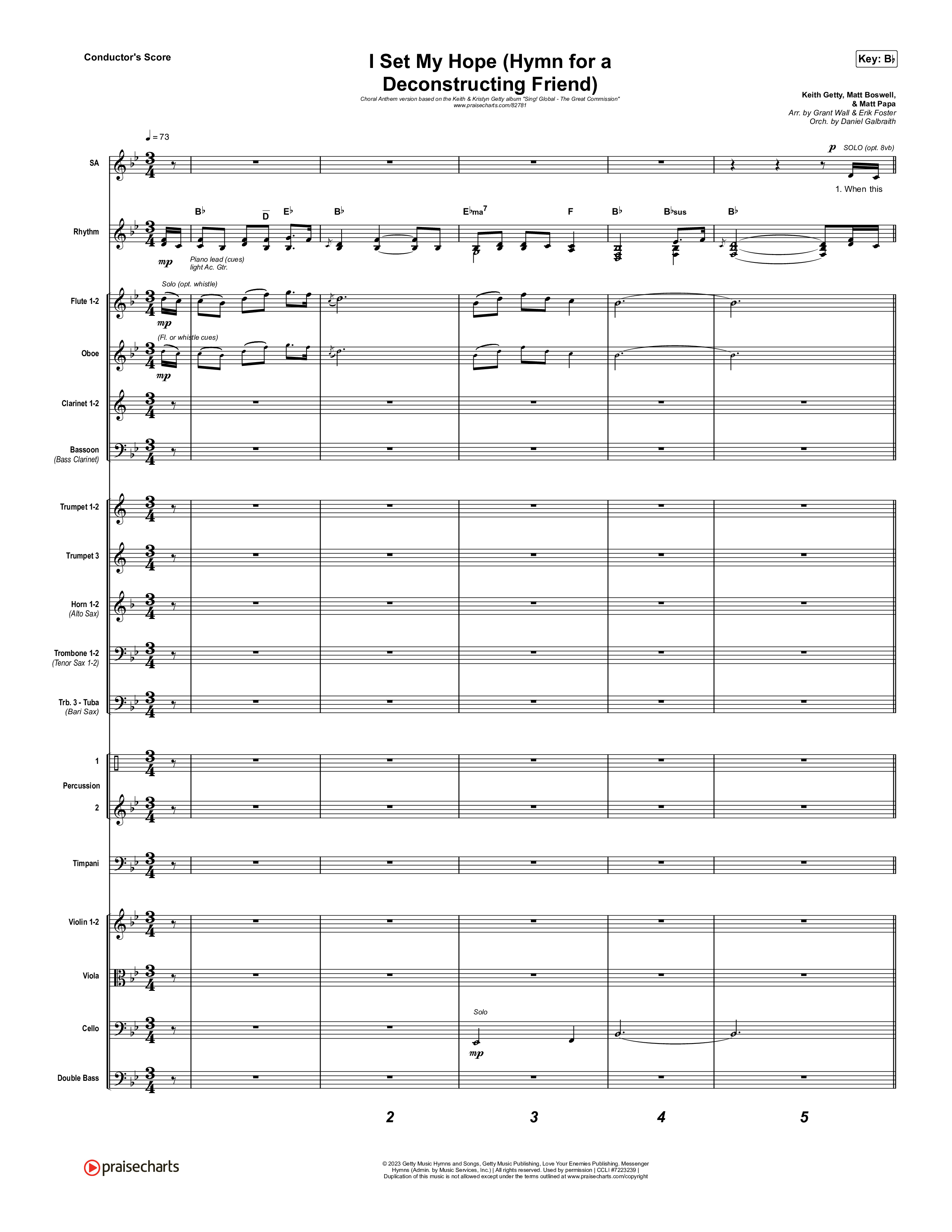 I Set My Hope (Hymn for a Deconstructing Friend) (Choral Anthem SATB) Orchestration (Keith & Kristyn Getty / Arr. Erik Foster)