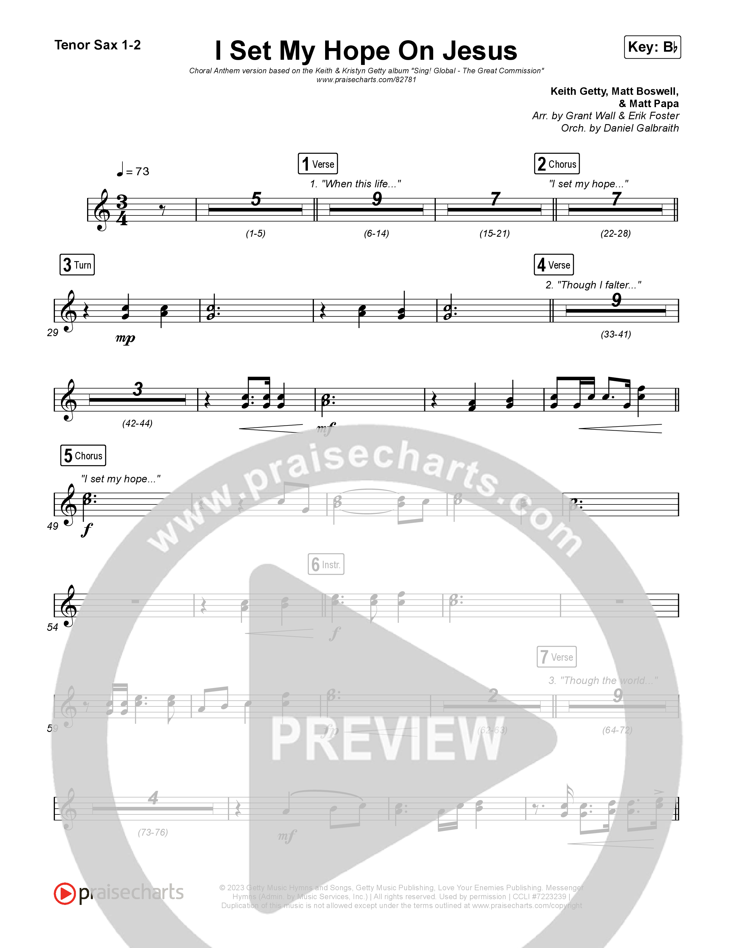 I Set My Hope (Hymn For A Deconstructing Friend) (Choral Anthem SATB) Sax Pack (Keith & Kristyn Getty / Arr. Erik Foster)