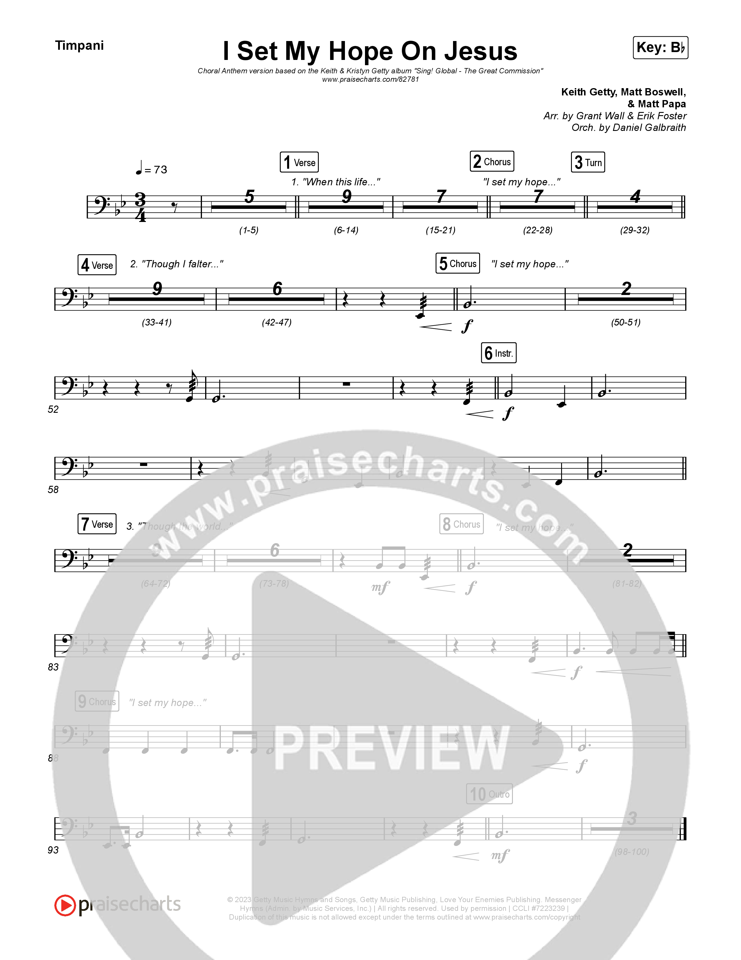 I Set My Hope (Hymn For A Deconstructing Friend) (Choral Anthem SATB) Timpani (Keith & Kristyn Getty / Arr. Erik Foster)