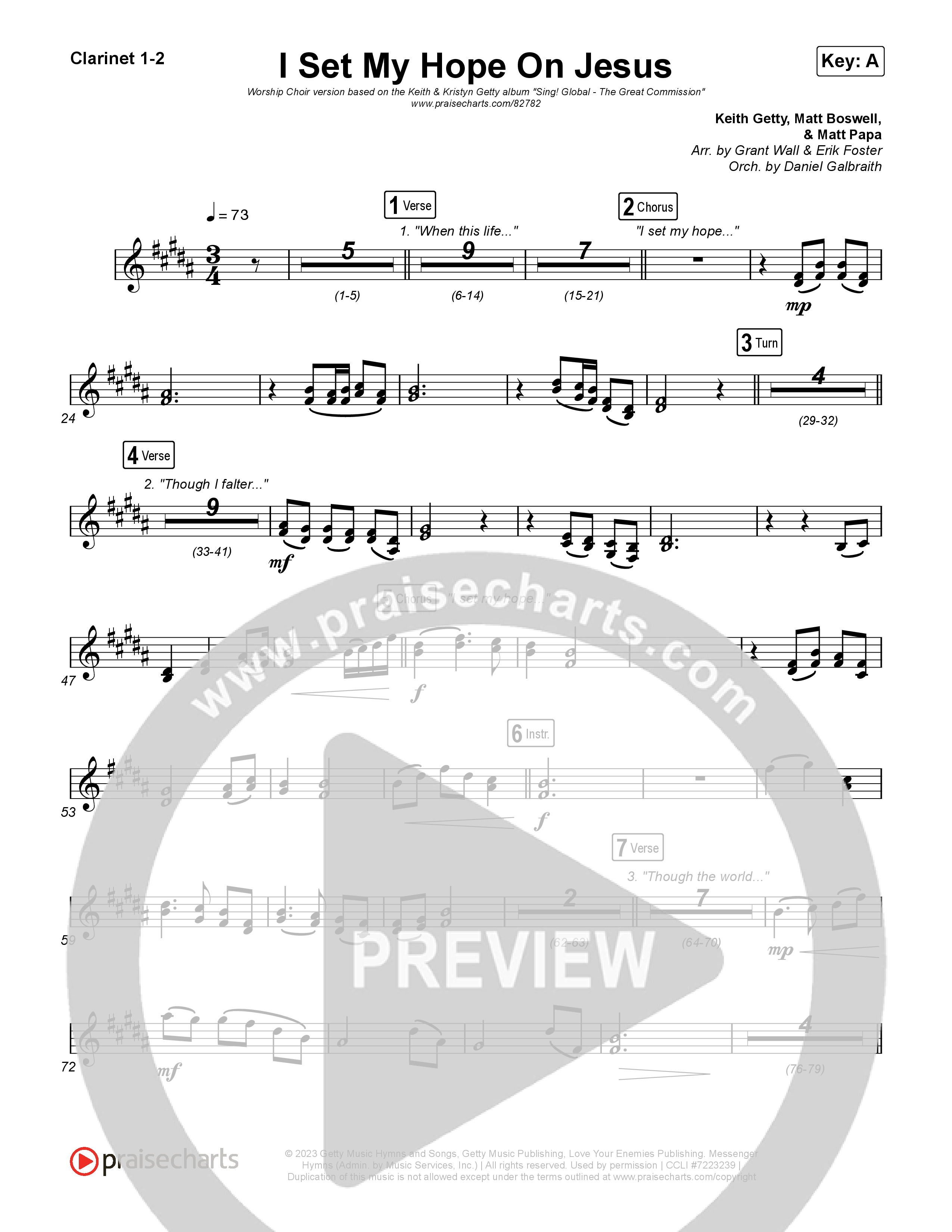 I Set My Hope (Hymn For A Deconstructing Friend) (Worship Choir/SAB) Clarinet 1/2 (Keith & Kristyn Getty / Arr. Erik Foster)