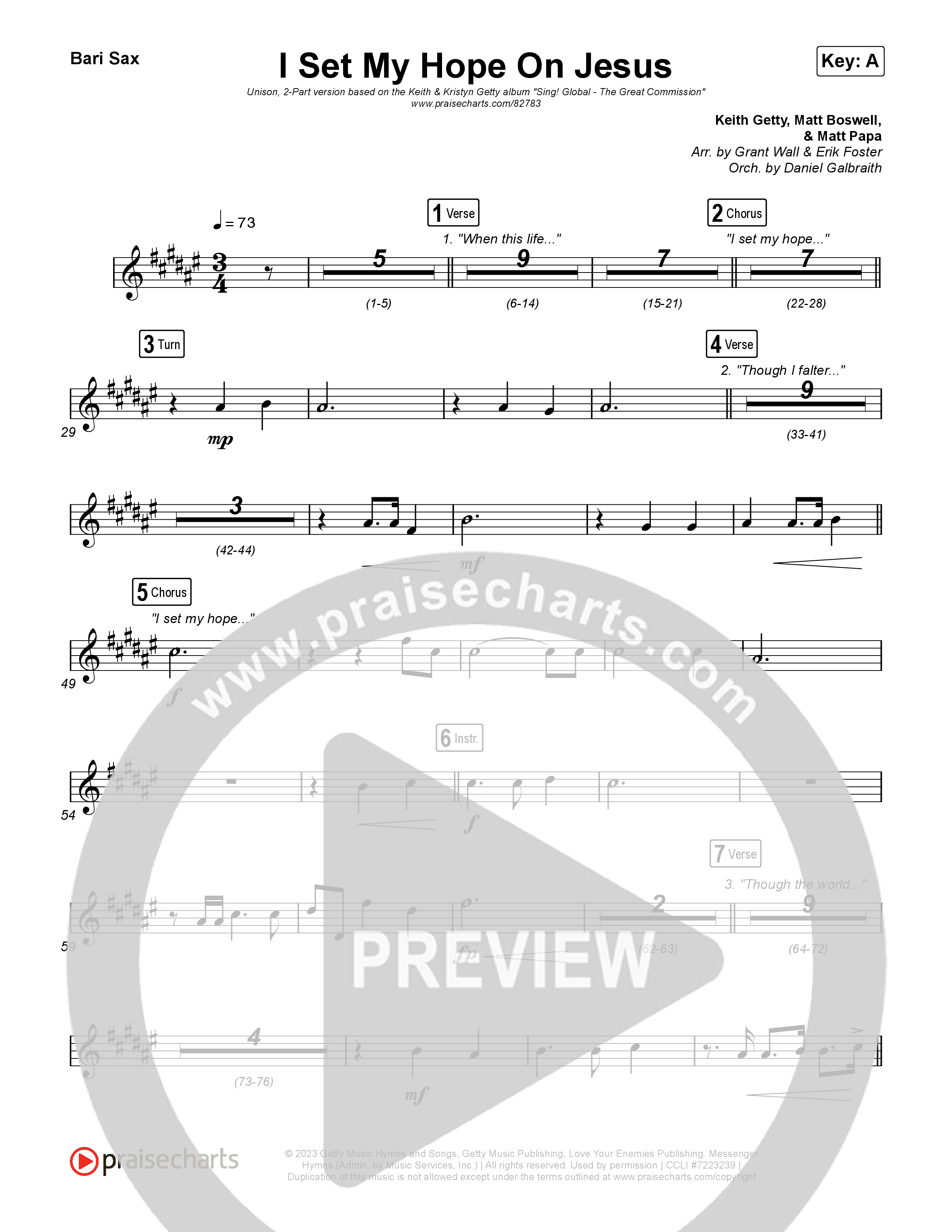 I Set My Hope (Hymn For A Deconstructing Friend) (Unison/2-Part) Bari Sax (Keith & Kristyn Getty / Arr. Erik Foster)