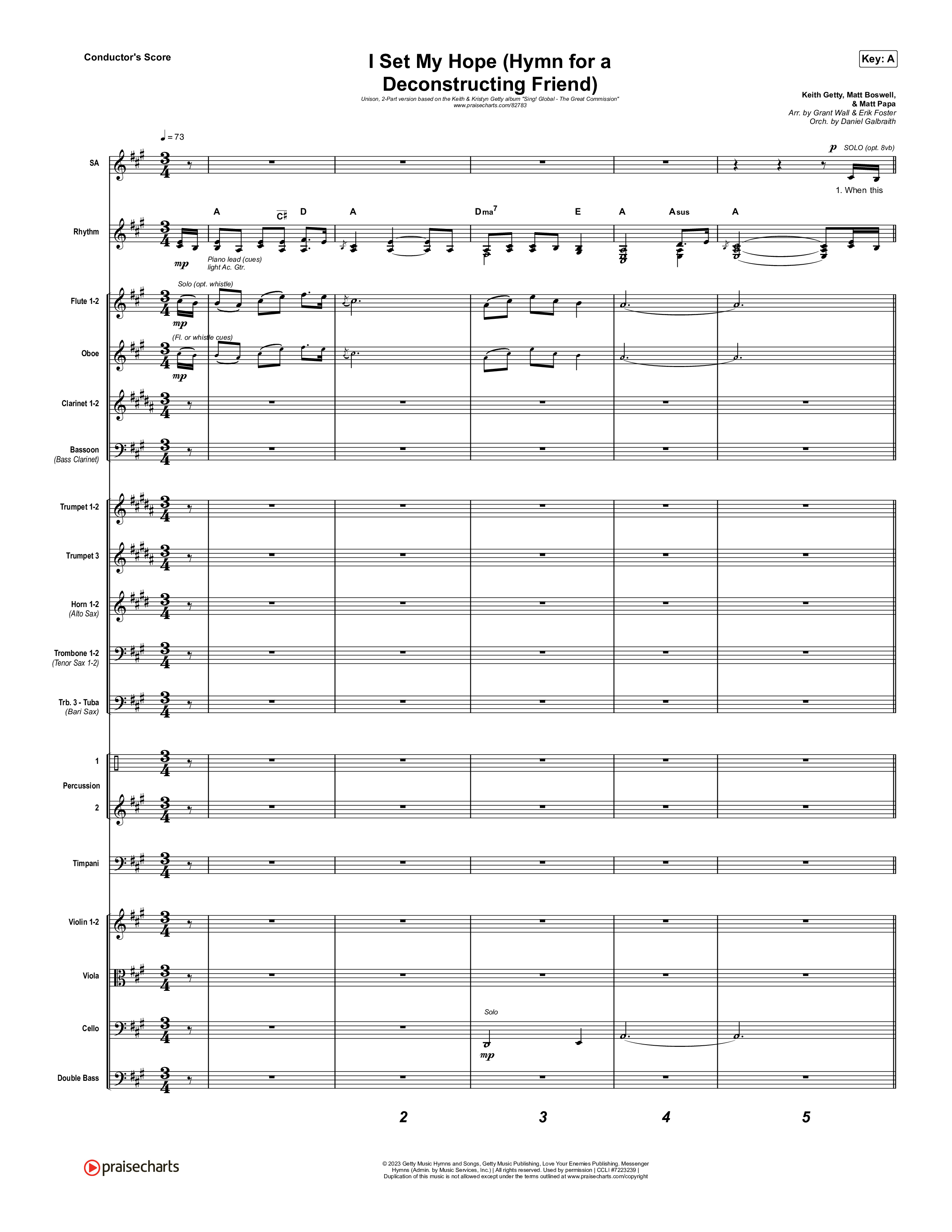 I Set My Hope (Hymn for a Deconstructing Friend) (Unison/2-Part) Conductor's Score (Keith & Kristyn Getty / Arr. Erik Foster)