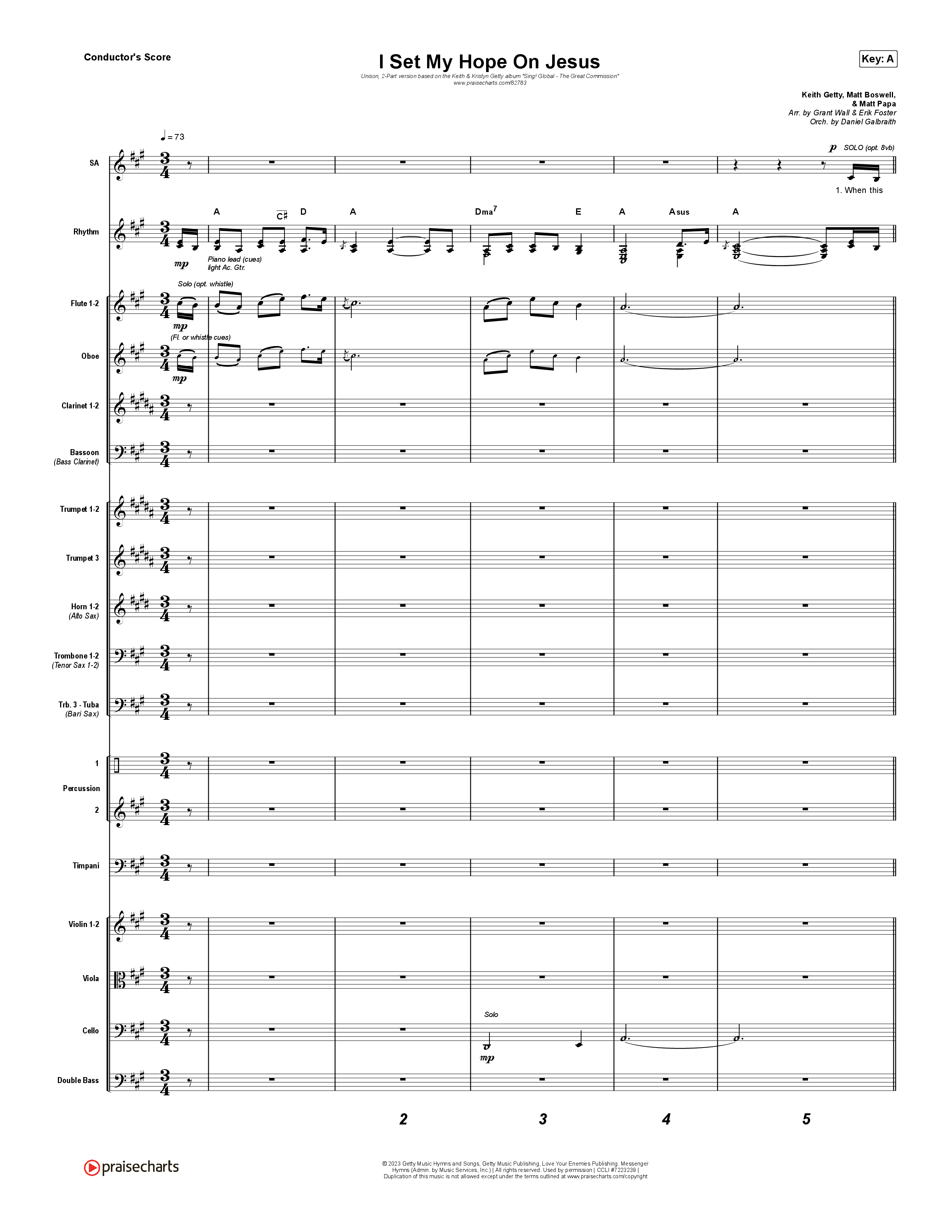 I Set My Hope (Hymn for a Deconstructing Friend) (Unison/2-Part) Conductor's Score (Keith & Kristyn Getty / Arr. Erik Foster)