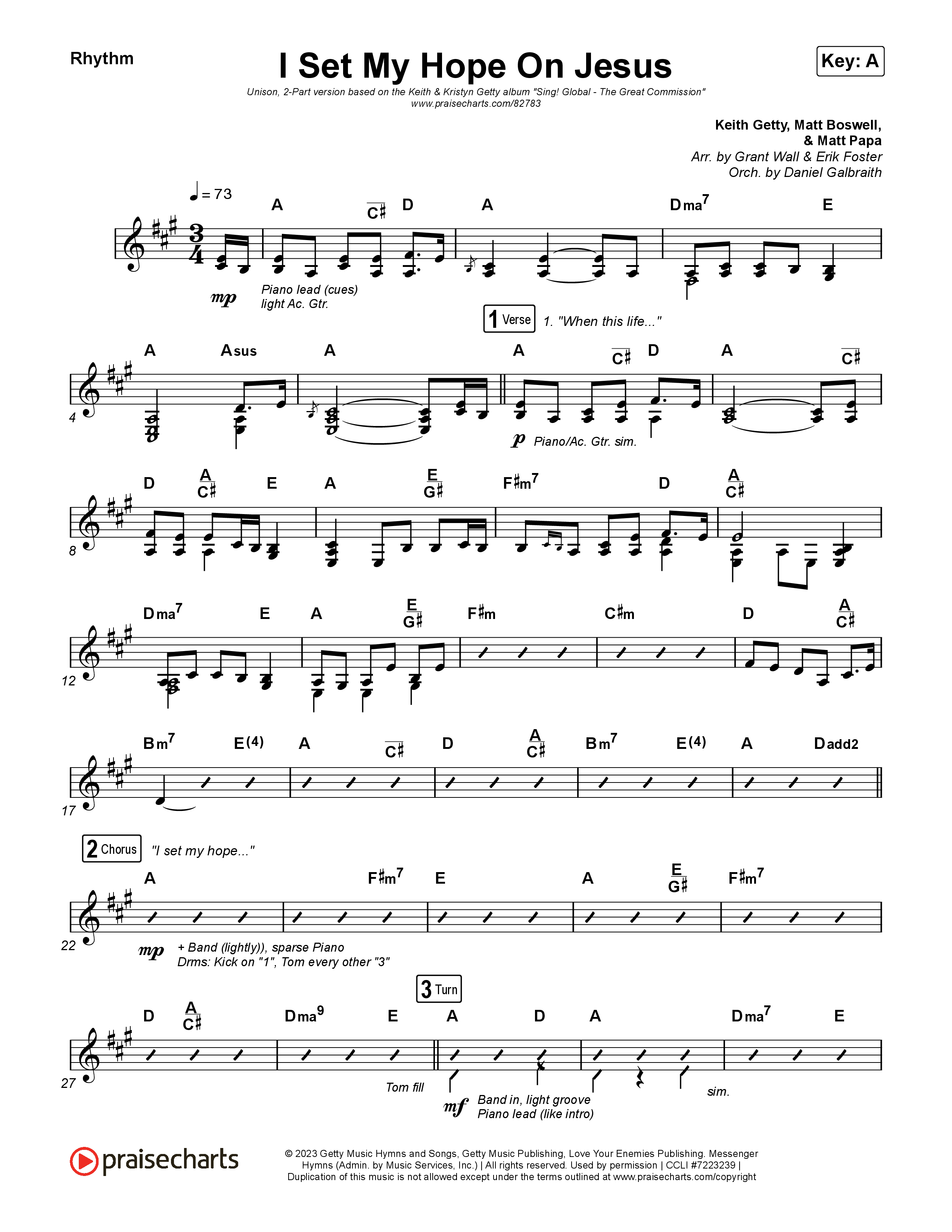 I Set My Hope (Hymn for a Deconstructing Friend) (Unison/2-Part) Rhythm Pack (Keith & Kristyn Getty / Arr. Erik Foster)