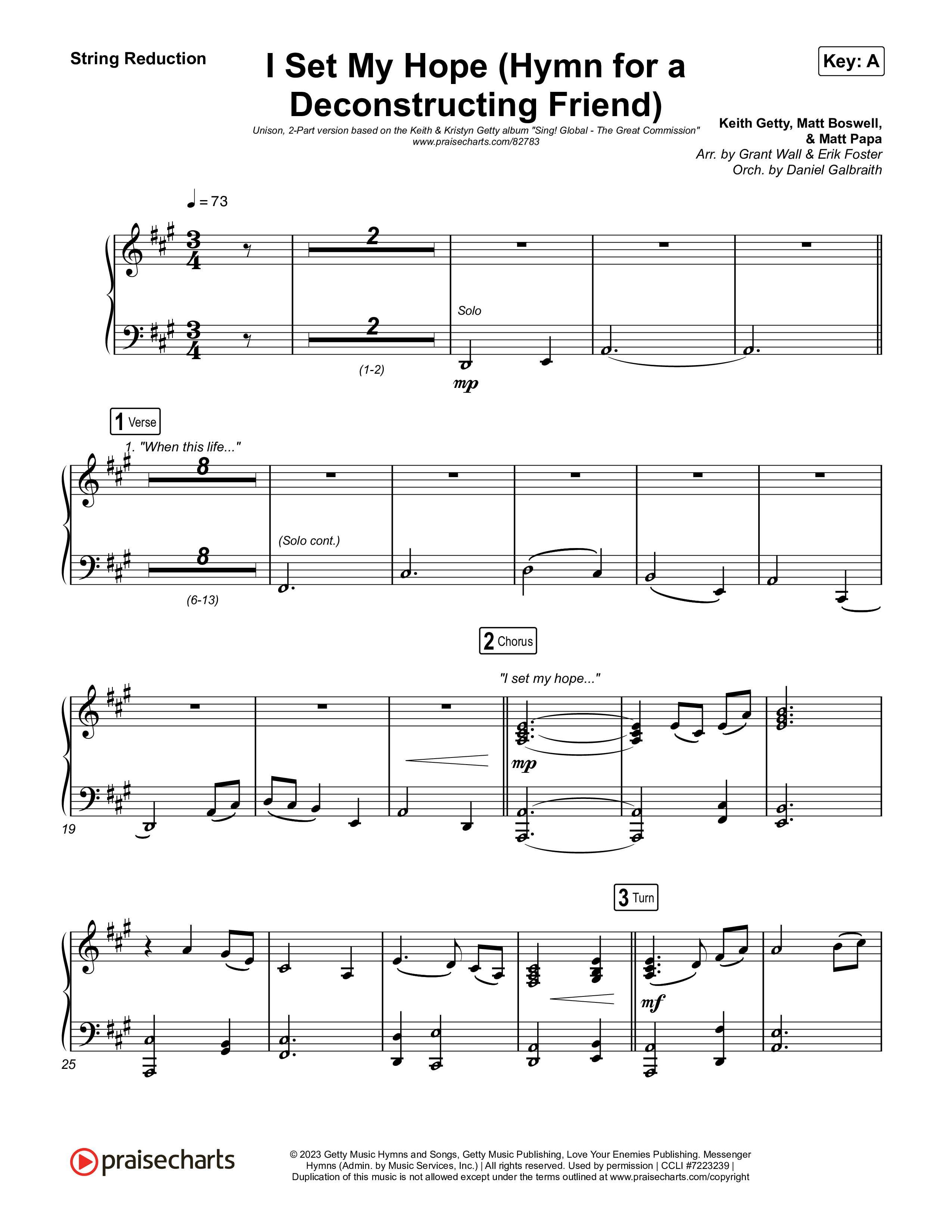 I Set My Hope (Hymn for a Deconstructing Friend) (Unison/2-Part) String Reduction (Keith & Kristyn Getty / Arr. Erik Foster)