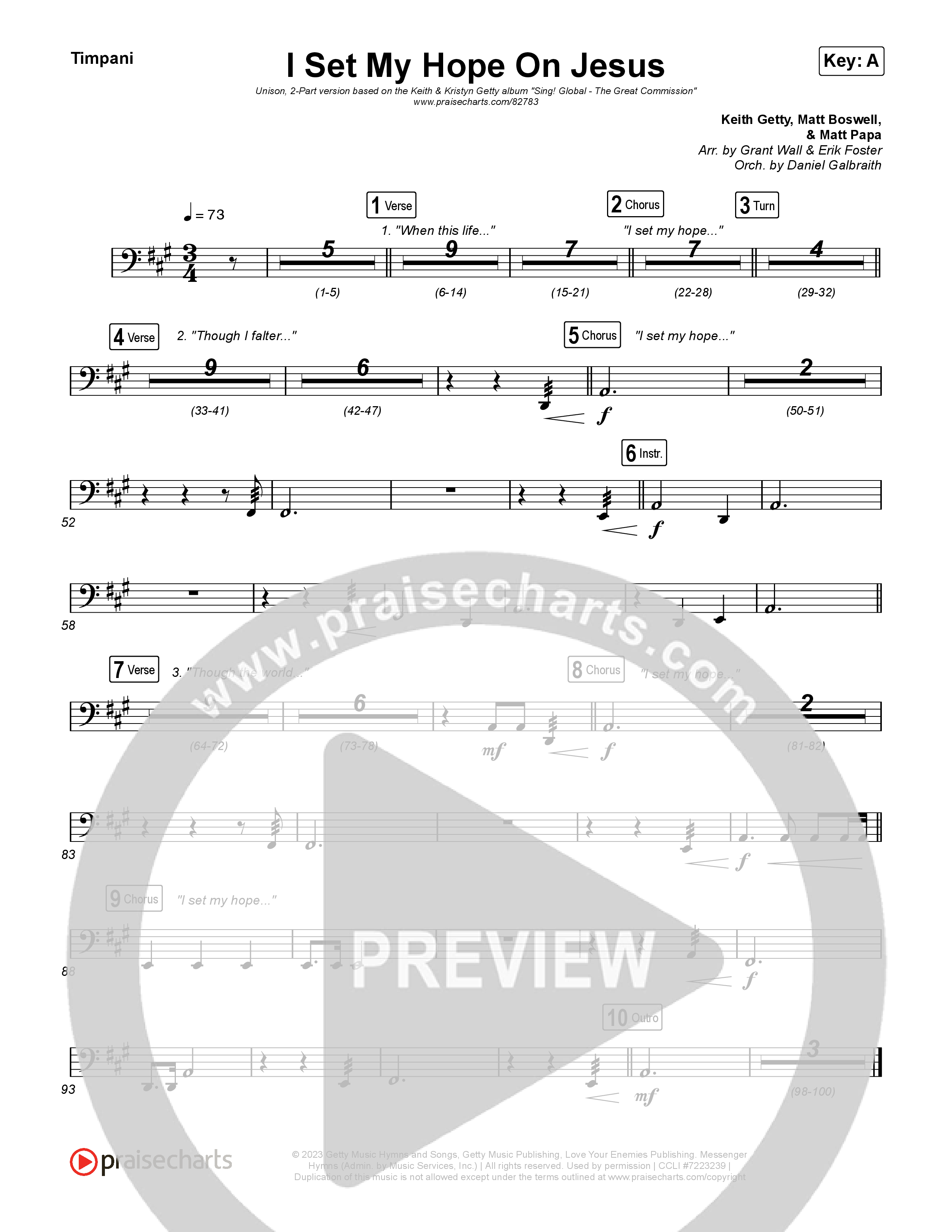 I Set My Hope (Hymn For A Deconstructing Friend) (Unison/2-Part) Timpani (Keith & Kristyn Getty / Arr. Erik Foster)