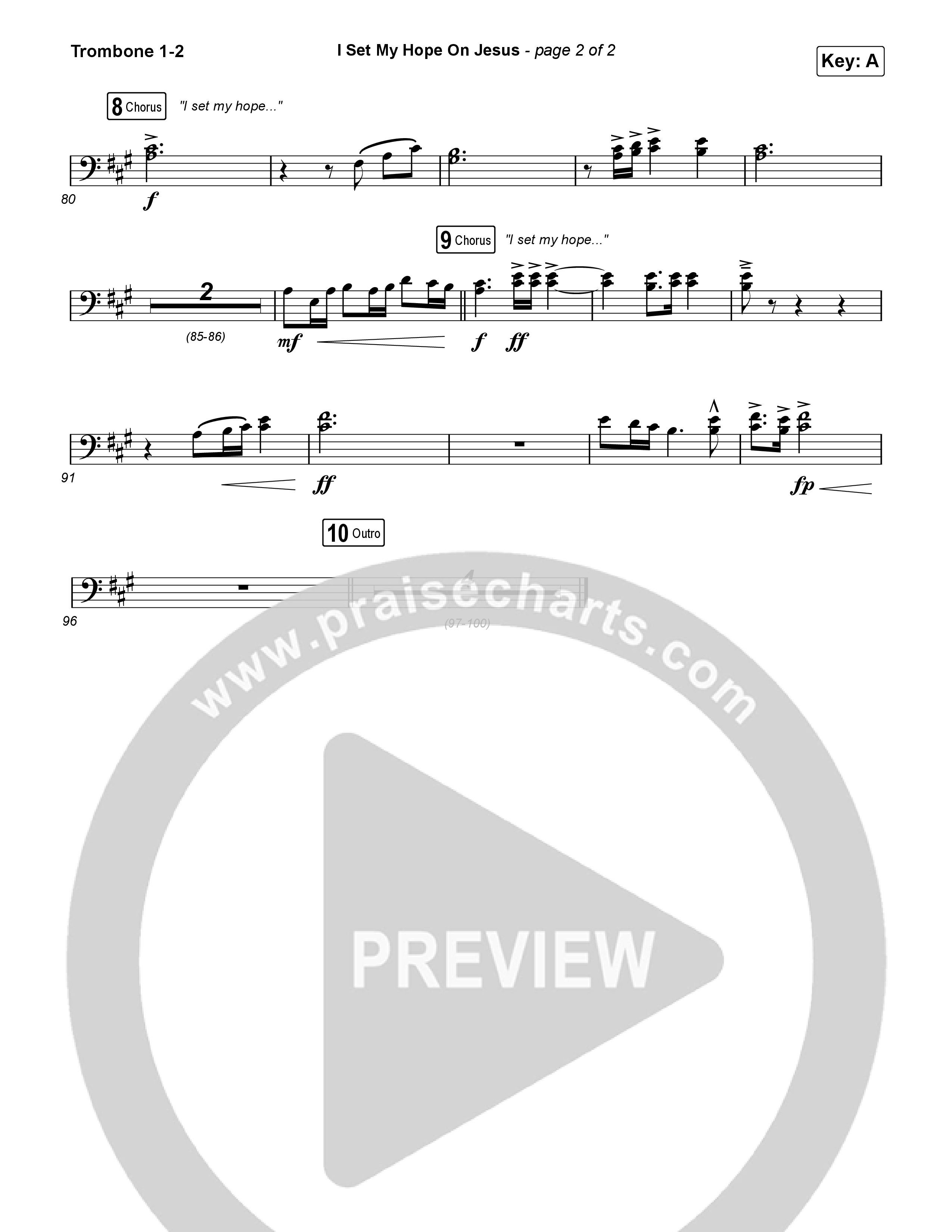 I Set My Hope (Hymn For A Deconstructing Friend) (Unison/2-Part) Trombone 1/2 (Keith & Kristyn Getty / Arr. Erik Foster)