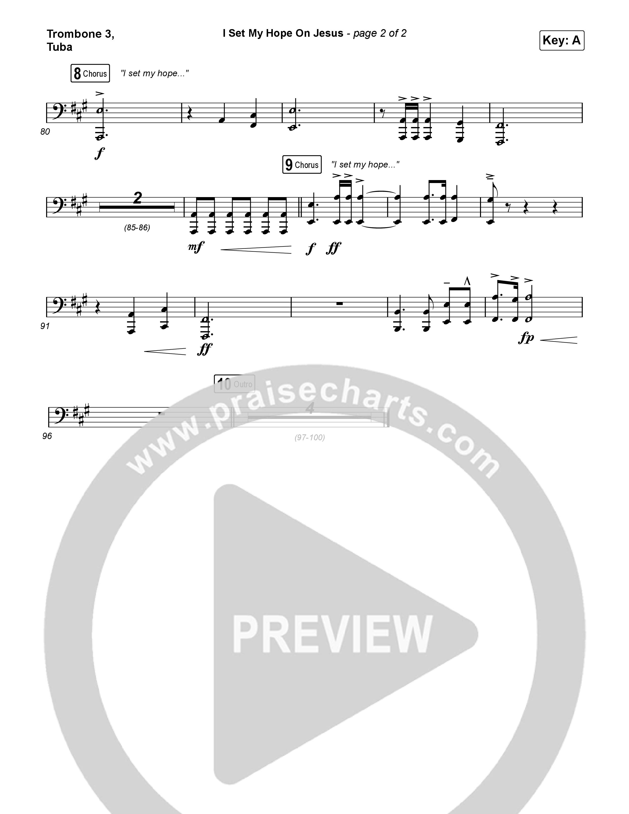 I Set My Hope (Hymn For A Deconstructing Friend) (Unison/2-Part) Trombone 3/Tuba (Keith & Kristyn Getty / Arr. Erik Foster)