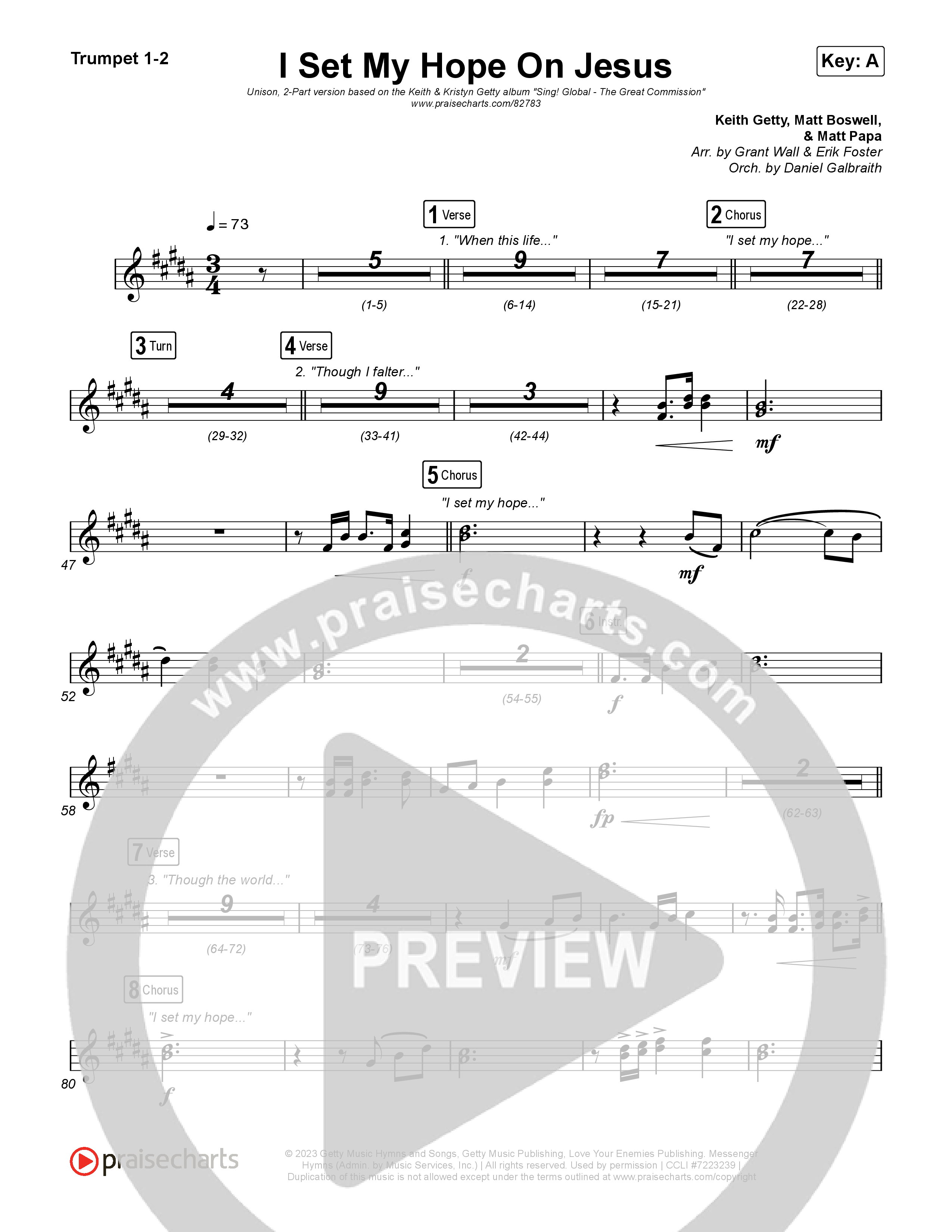 I Set My Hope (Hymn For A Deconstructing Friend) (Unison/2-Part) Brass Pack (Keith & Kristyn Getty / Arr. Erik Foster)