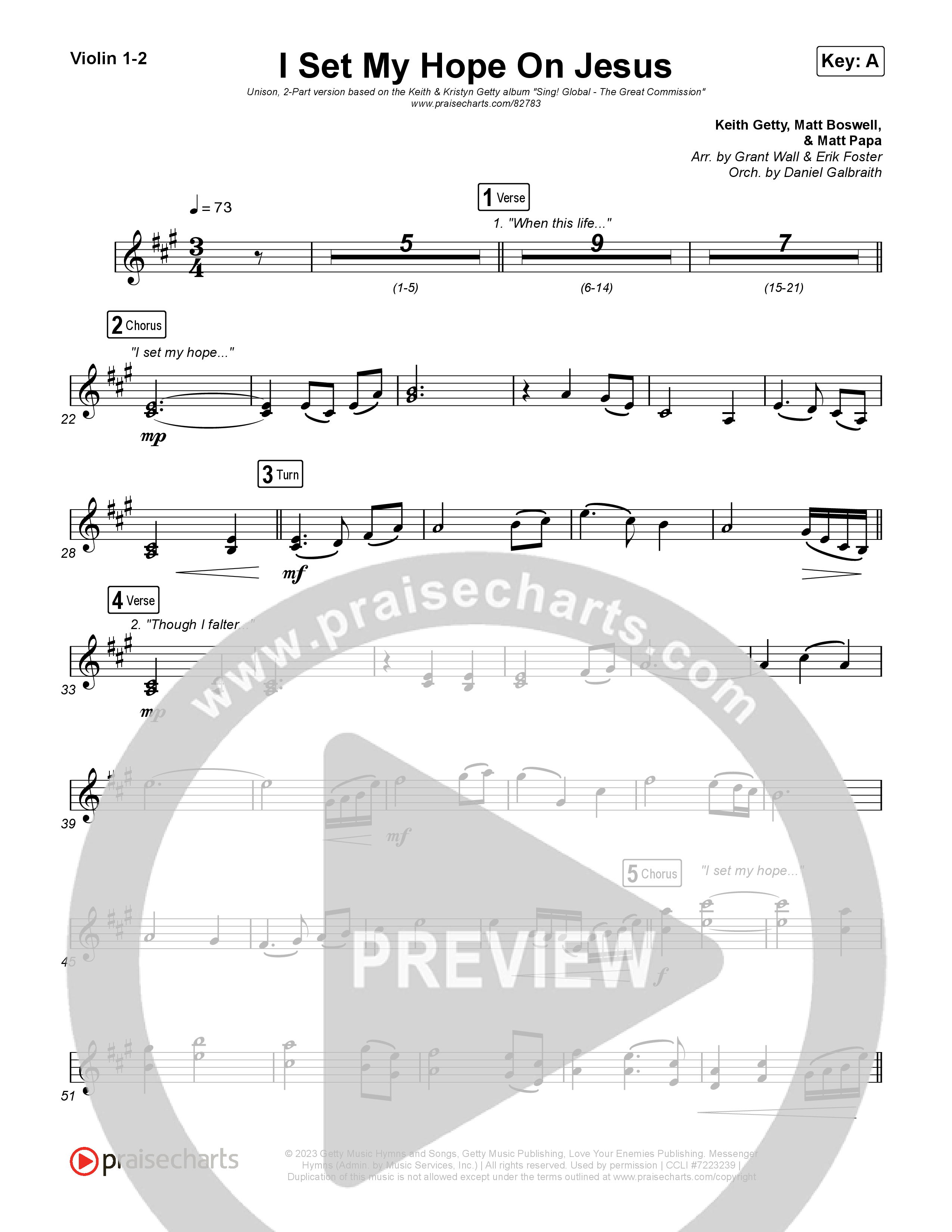 I Set My Hope (Hymn For A Deconstructing Friend) (Unison/2-Part) String Pack (Keith & Kristyn Getty / Arr. Erik Foster)