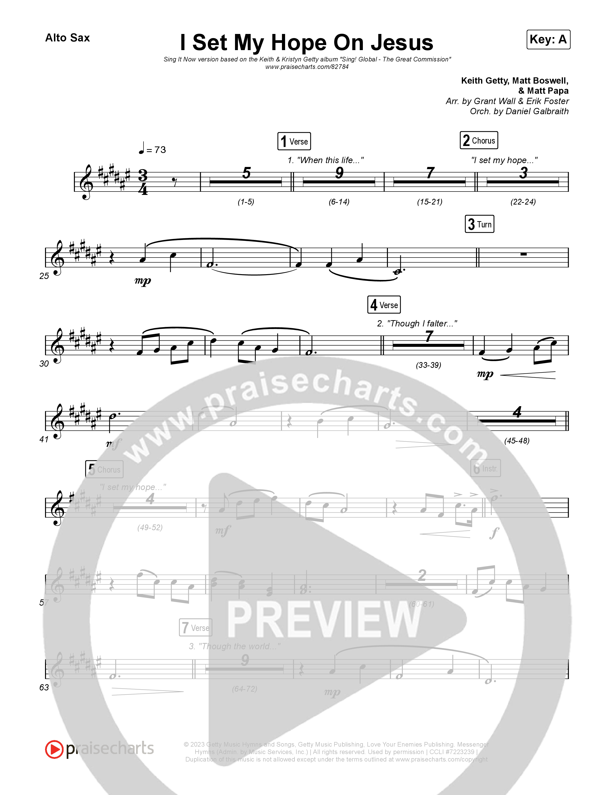 I Set My Hope (Hymn for a Deconstructing Friend) (Sing It Now) Alto Sax (Keith & Kristyn Getty / Arr. Erik Foster)