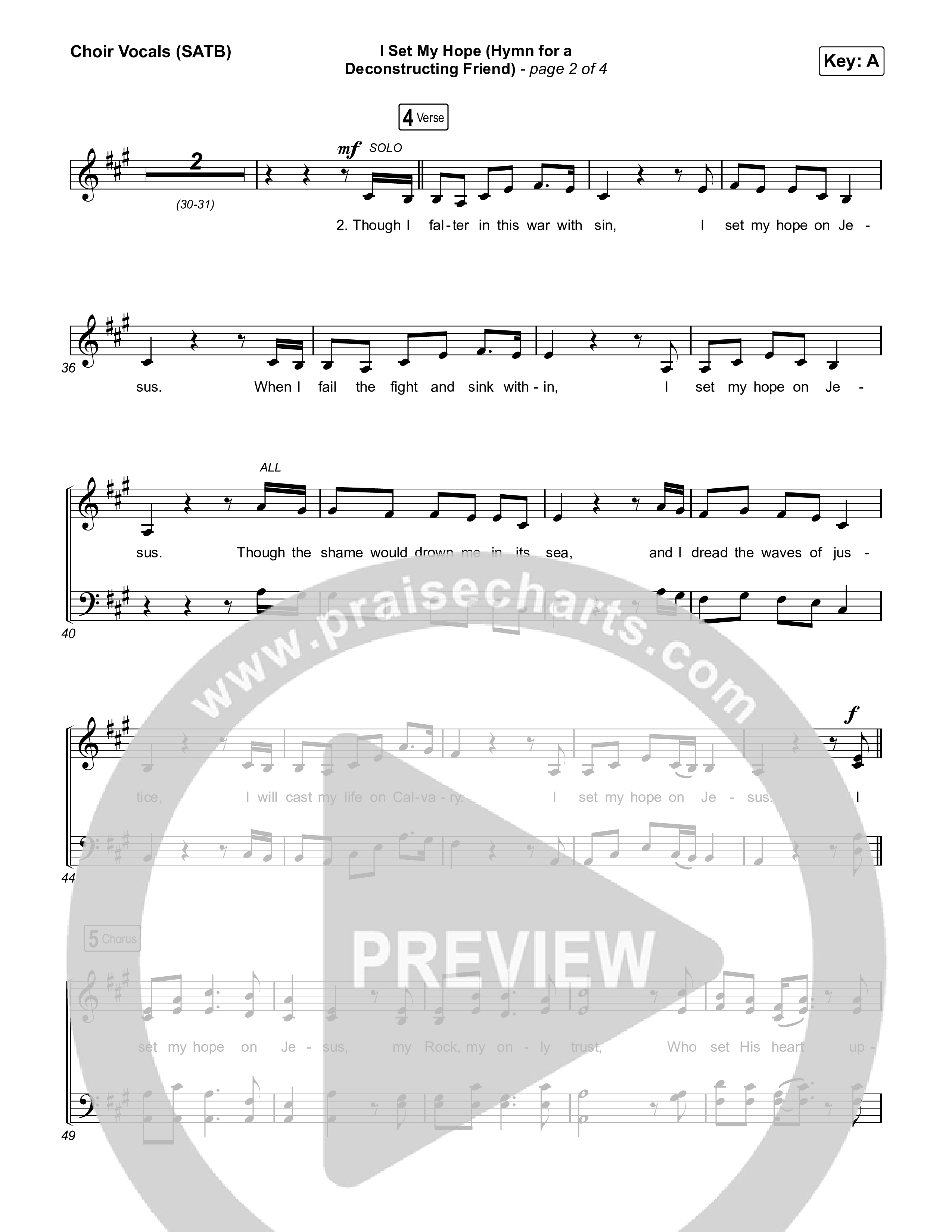 I Set My Hope (Hymn For A Deconstructing Friend) (Sing It Now) Choir Sheet (SATB) (Keith & Kristyn Getty / Arr. Erik Foster)