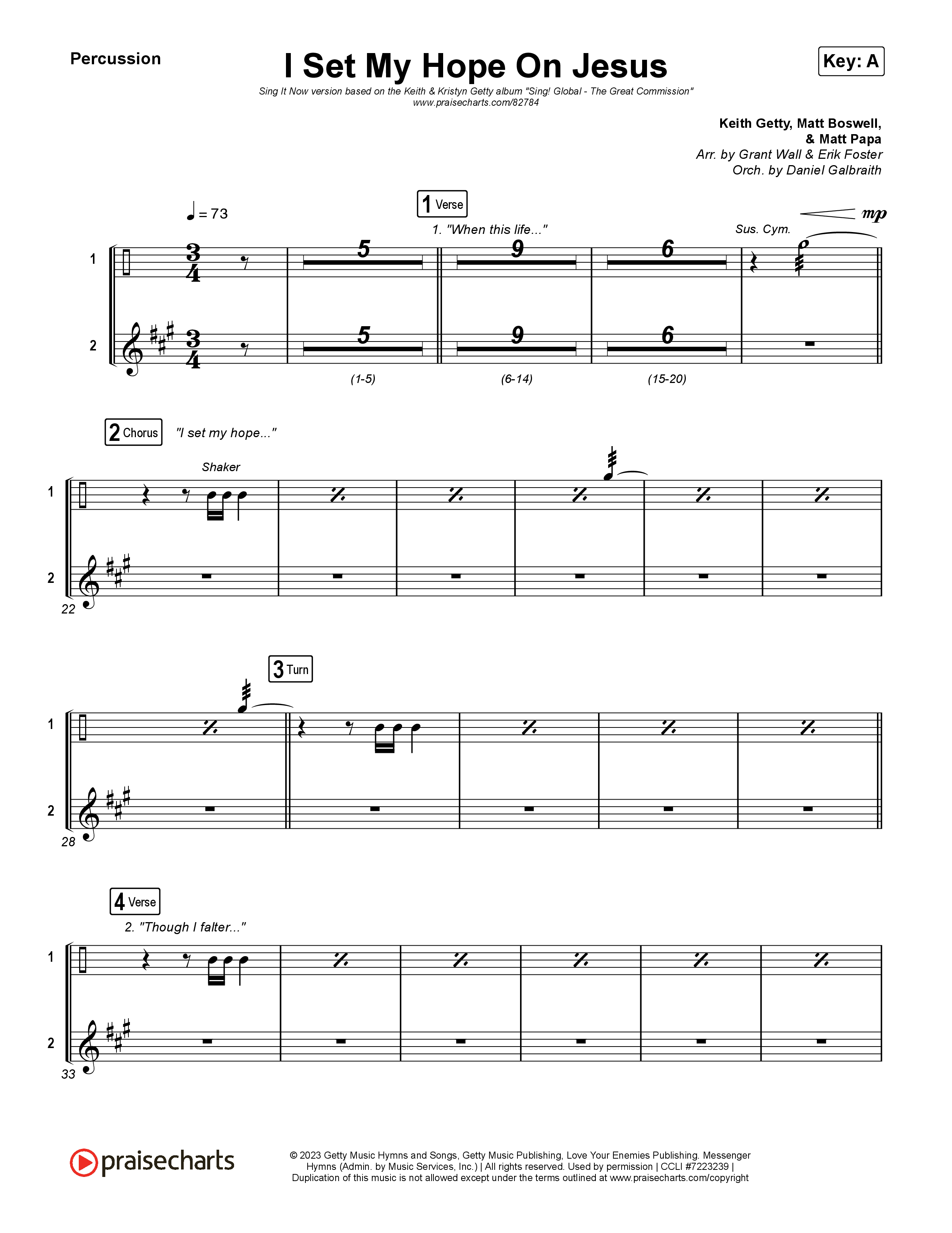 I Set My Hope (Hymn For A Deconstructing Friend) (Sing It Now) Percussion (Keith & Kristyn Getty / Arr. Erik Foster)