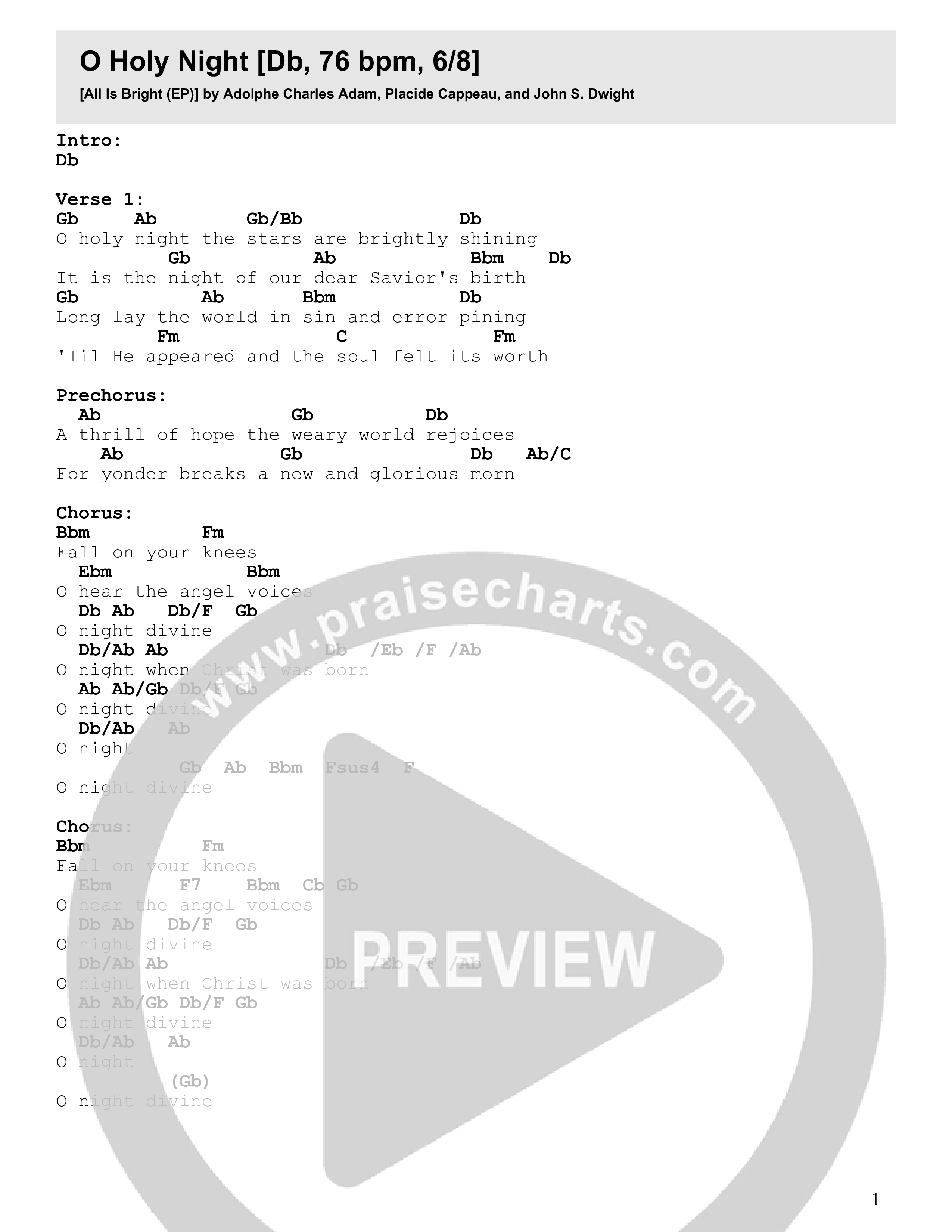 O Holy Night Chords PDF (Shane & Shane / The Worship Initiative) -  PraiseCharts