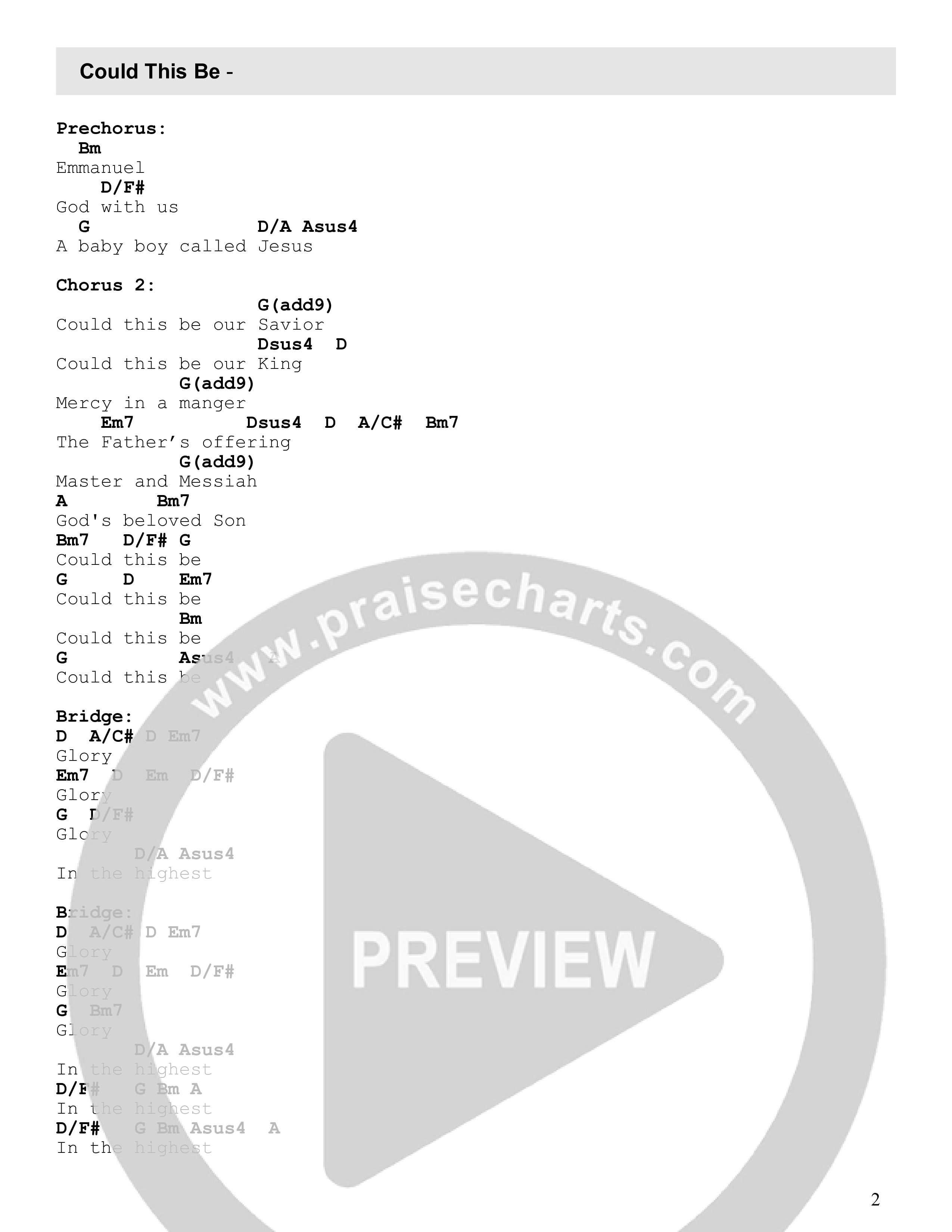 Could This Be Chord Chart (Central Live)