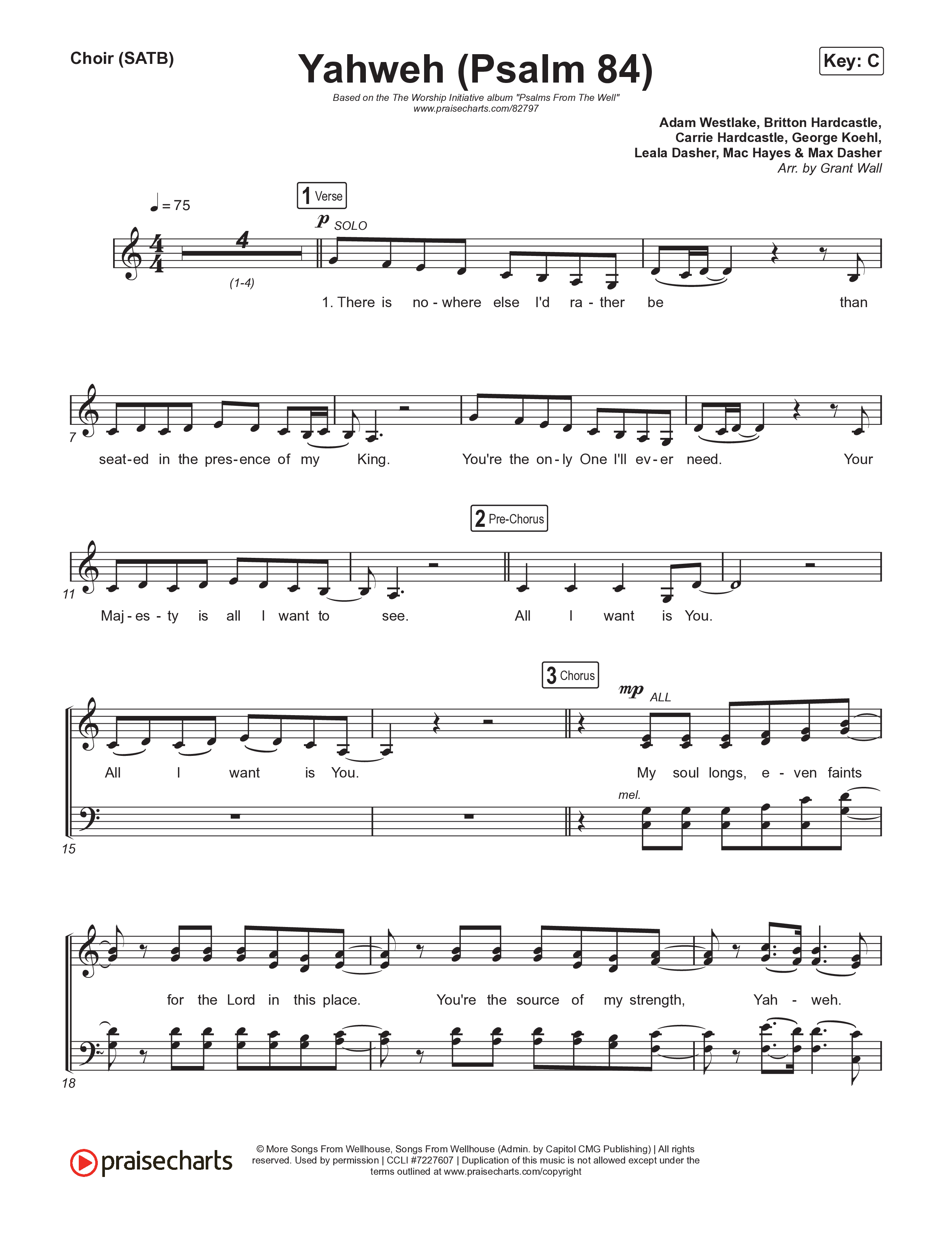 Yahweh (Psalm 84) Choir Sheet (SATB) (The Worship Initiative / Writers Well)