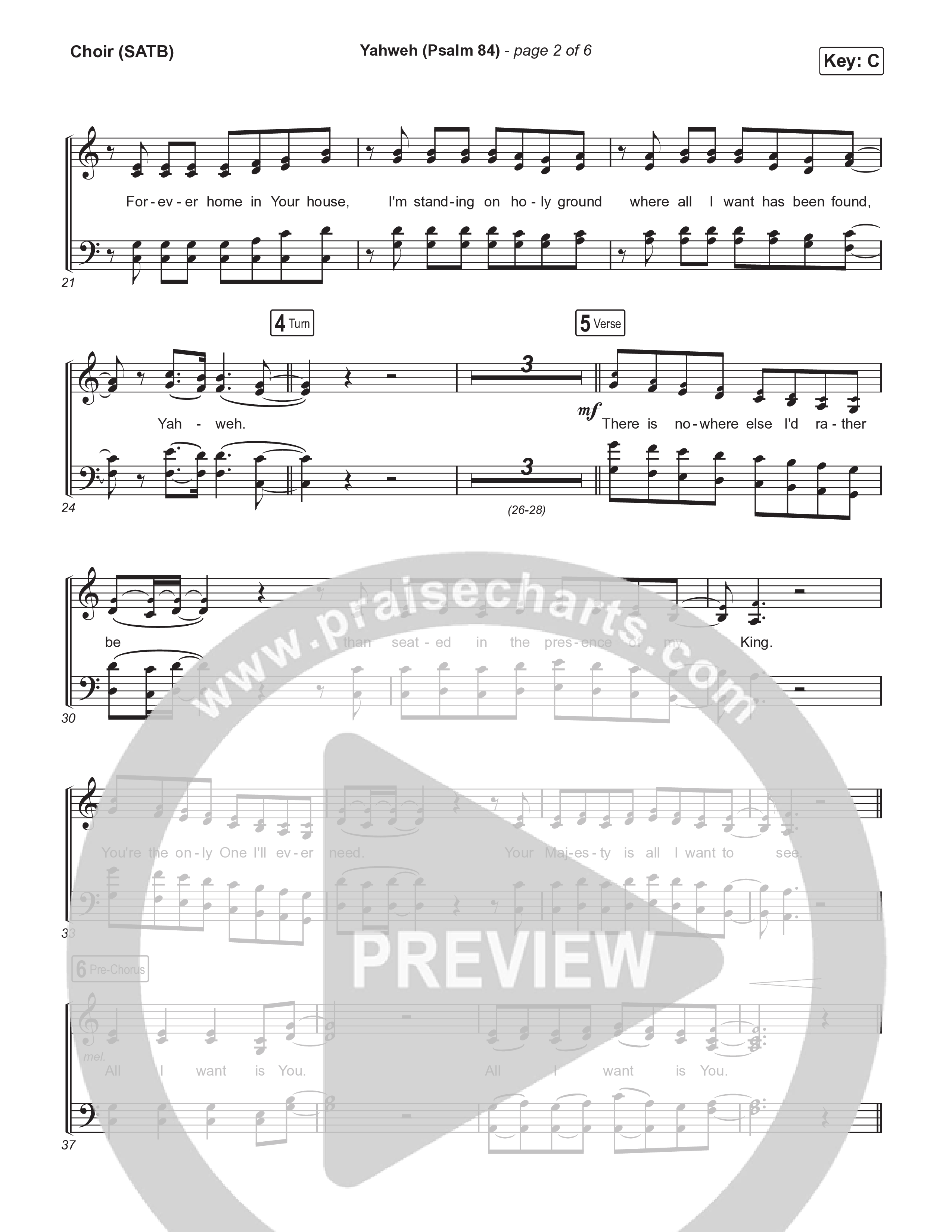 Yahweh (Psalm 84) Choir Sheet (SATB) (The Worship Initiative / Writers Well)