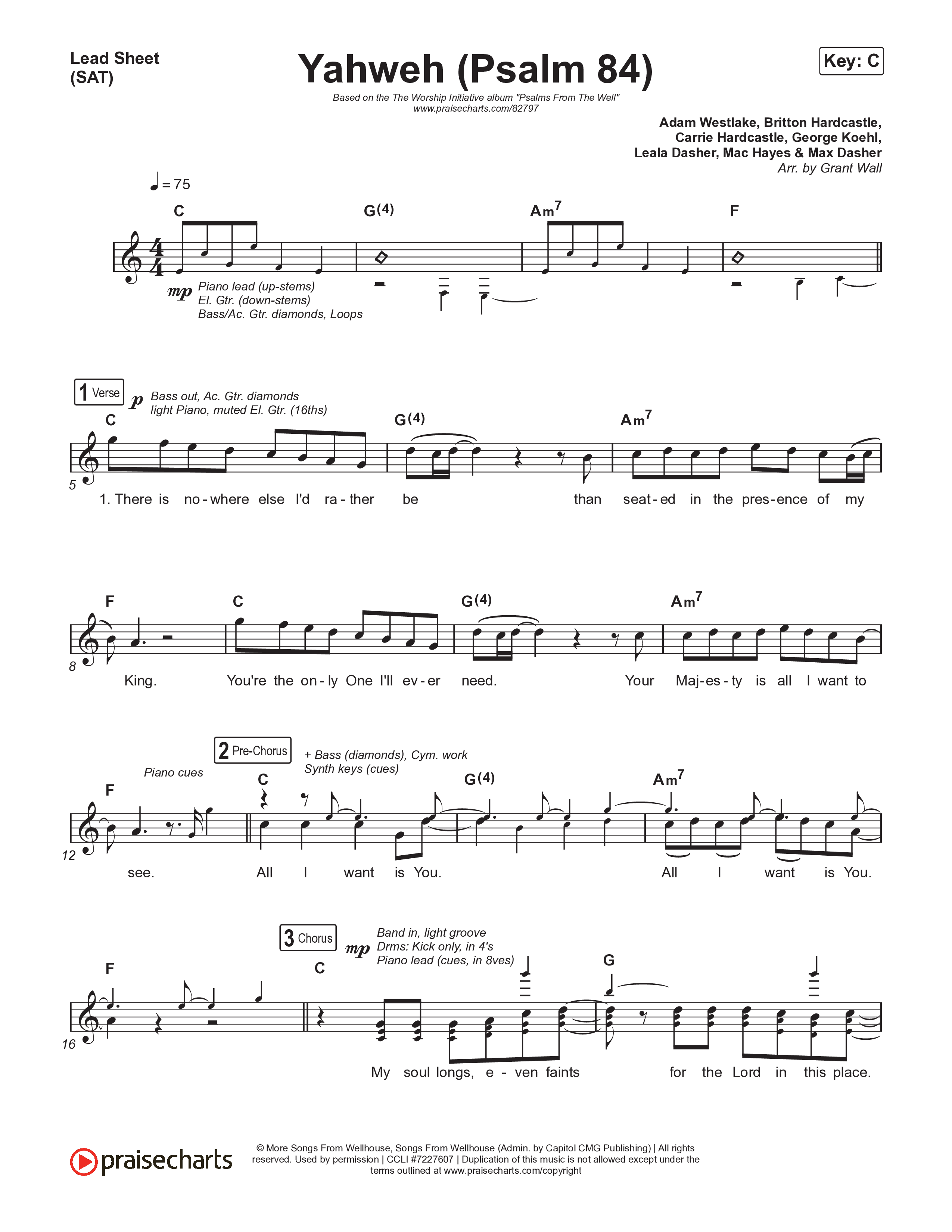 Yahweh (Psalm 84) Lead Sheet (SAT) (The Worship Initiative / Writers Well)