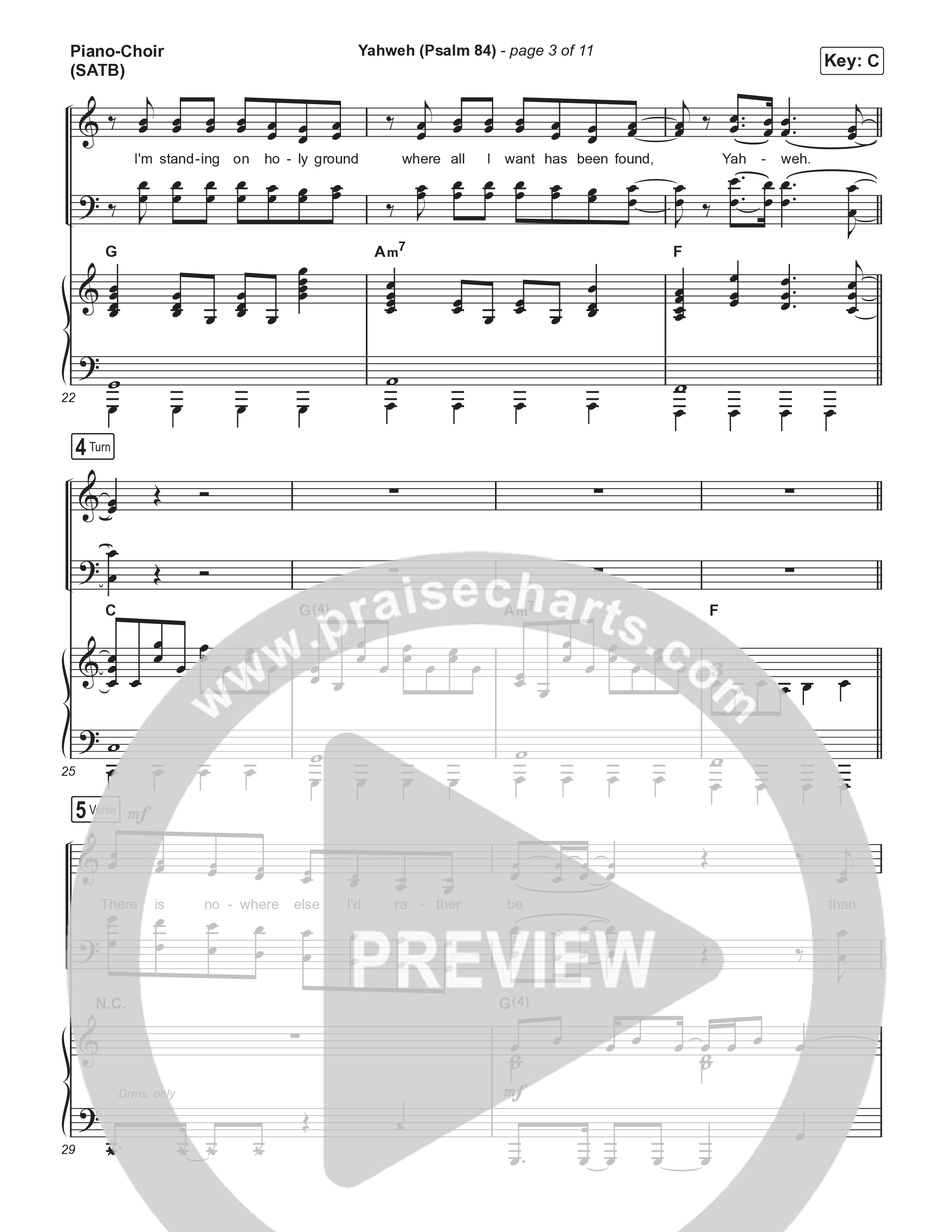 Yahweh (Psalm 84) Piano/Vocal (SATB) (The Worship Initiative / Writers Well)