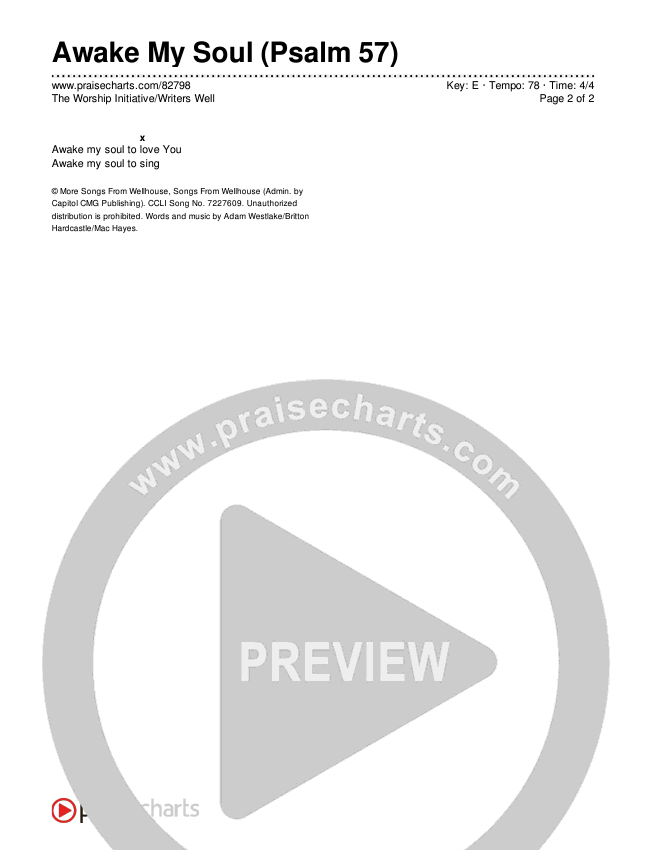 Awake My Soul (Psalm 57) Chords & Lyrics (The Worship Initiative / Writers Well)
