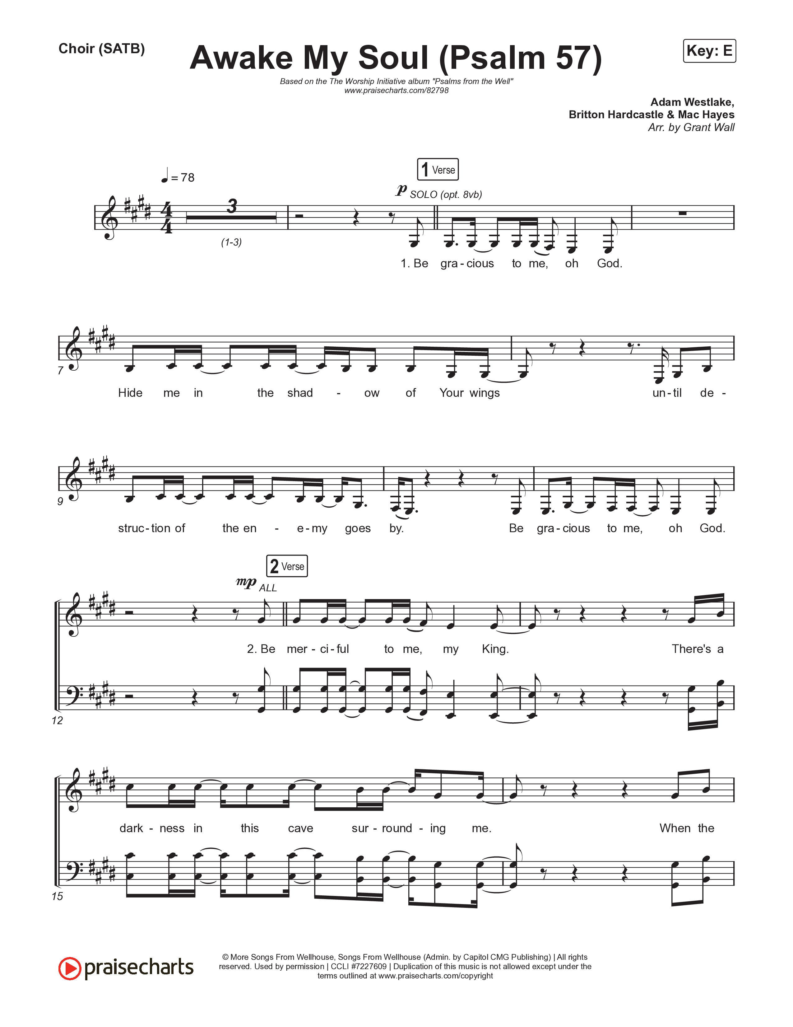 Awake My Soul (Psalm 57) Choir Sheet (SATB) (The Worship Initiative / Writers Well)