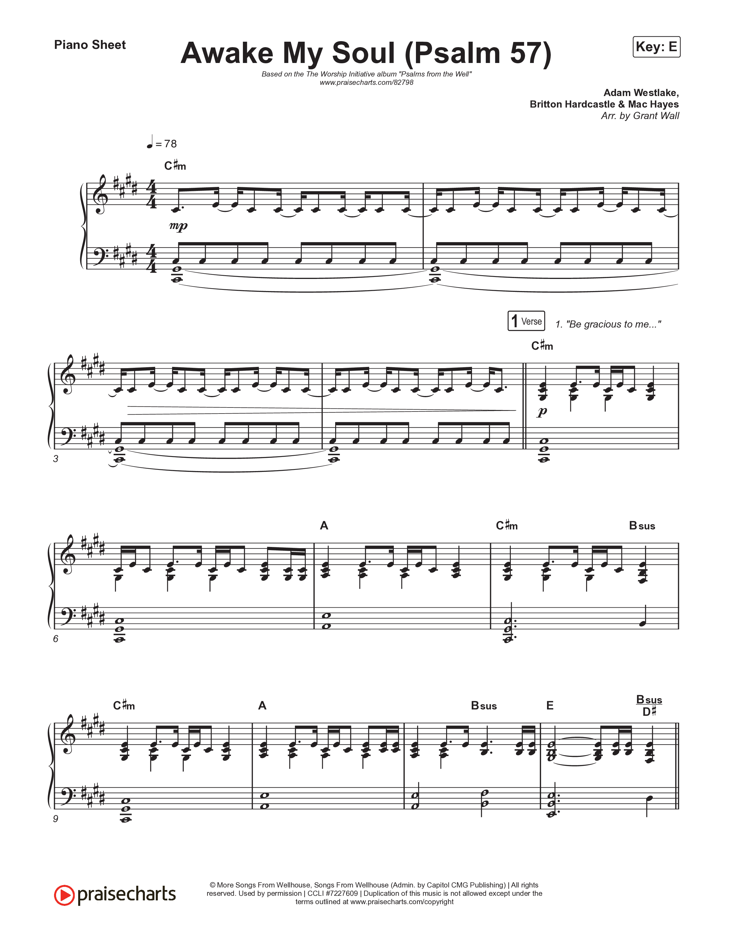 Awake My Soul (Psalm 57) Piano Sheet (The Worship Initiative / Writers Well)