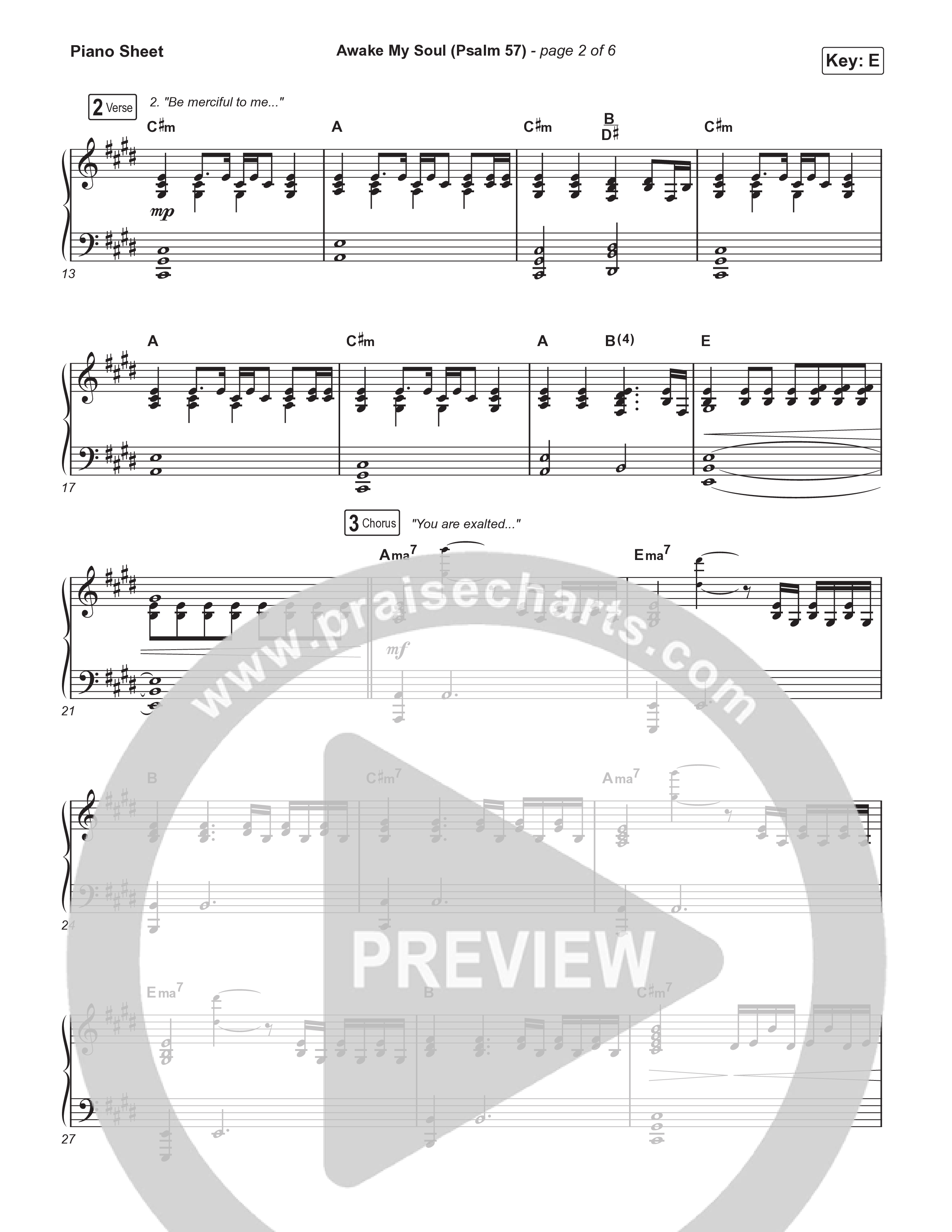 Awake My Soul (Psalm 57) Piano Sheet (The Worship Initiative / Writers Well)