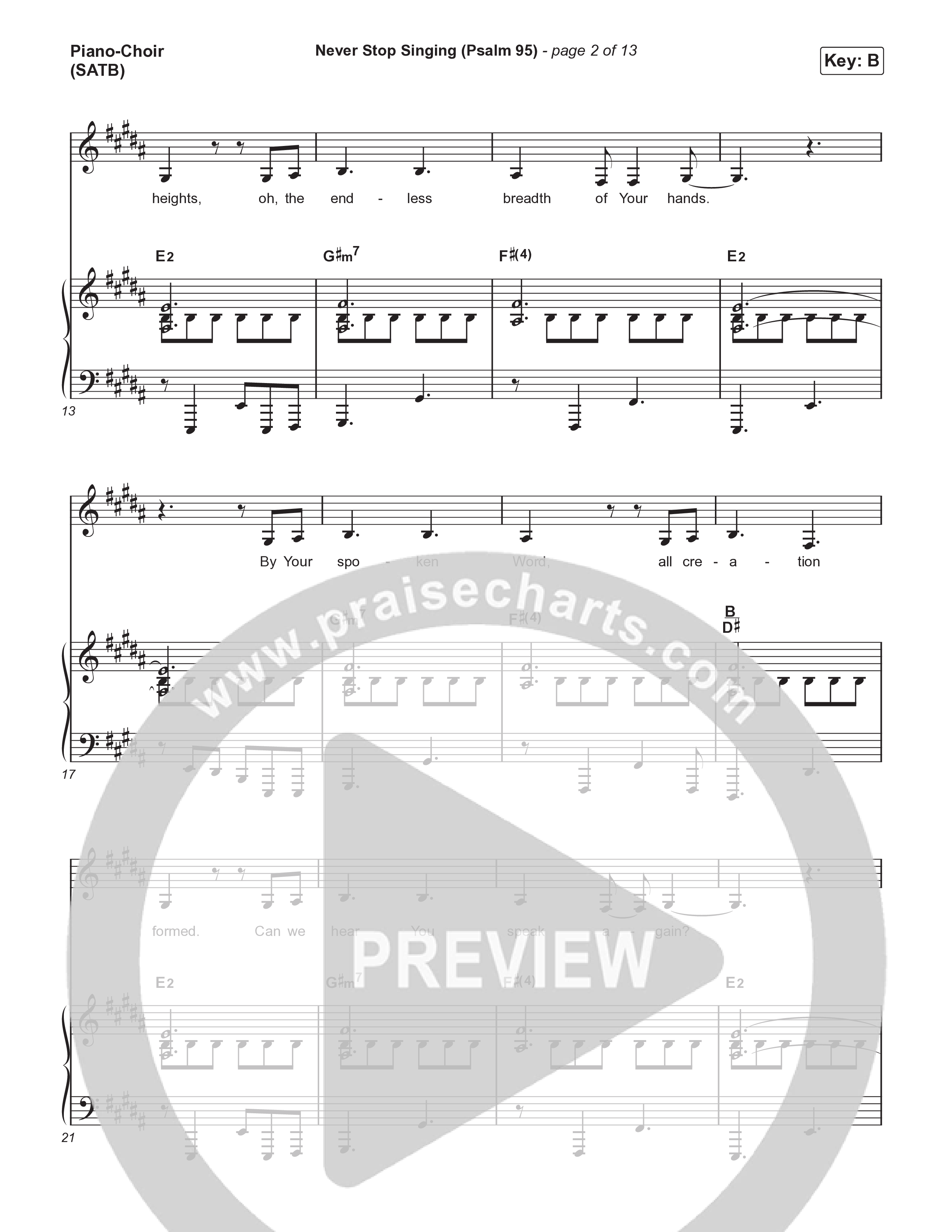 Never Stop Singing (Psalm 95) Piano/Vocal Pack (The Worship Initiative / Writers Well)