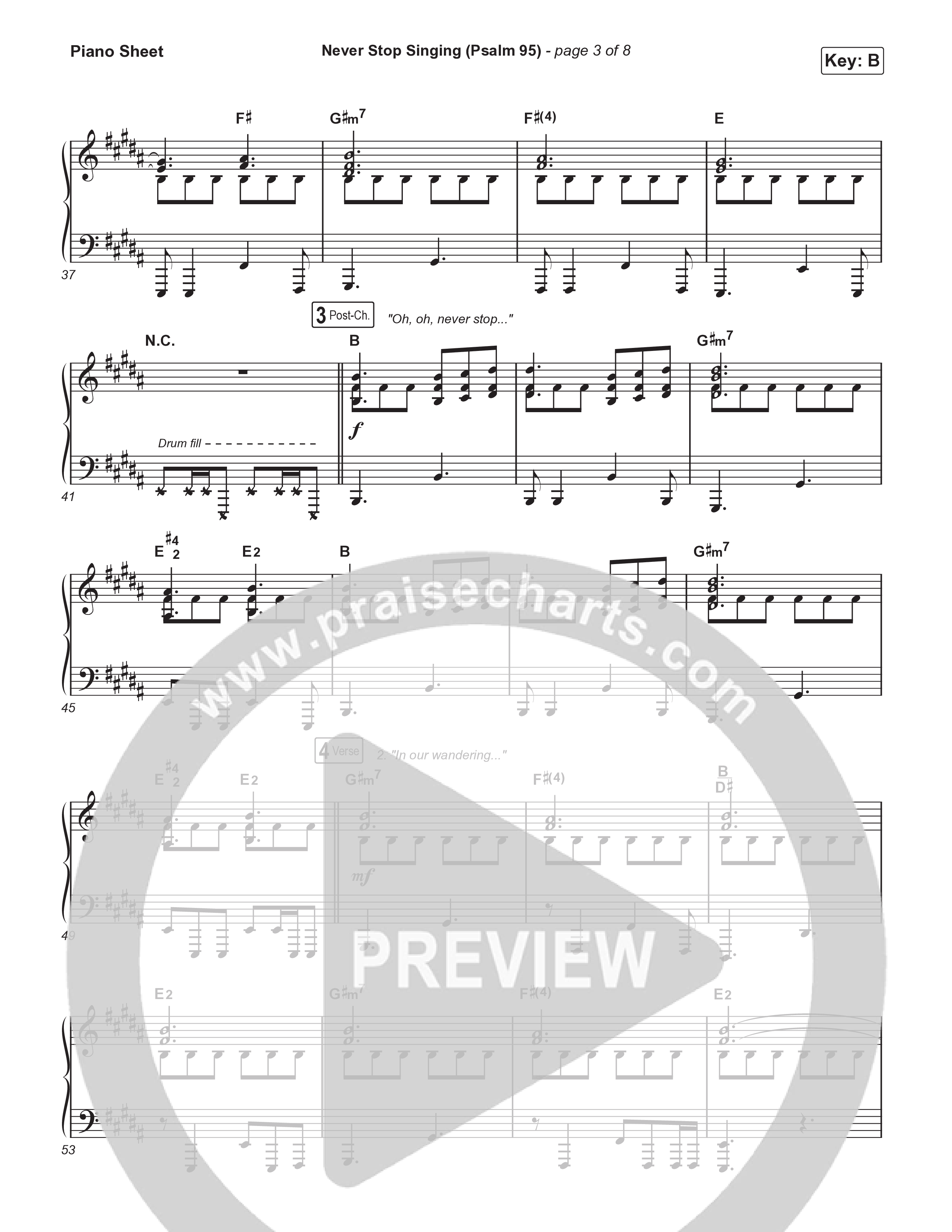 Never Stop Singing (Psalm 95) Piano Sheet (The Worship Initiative / Writers Well)