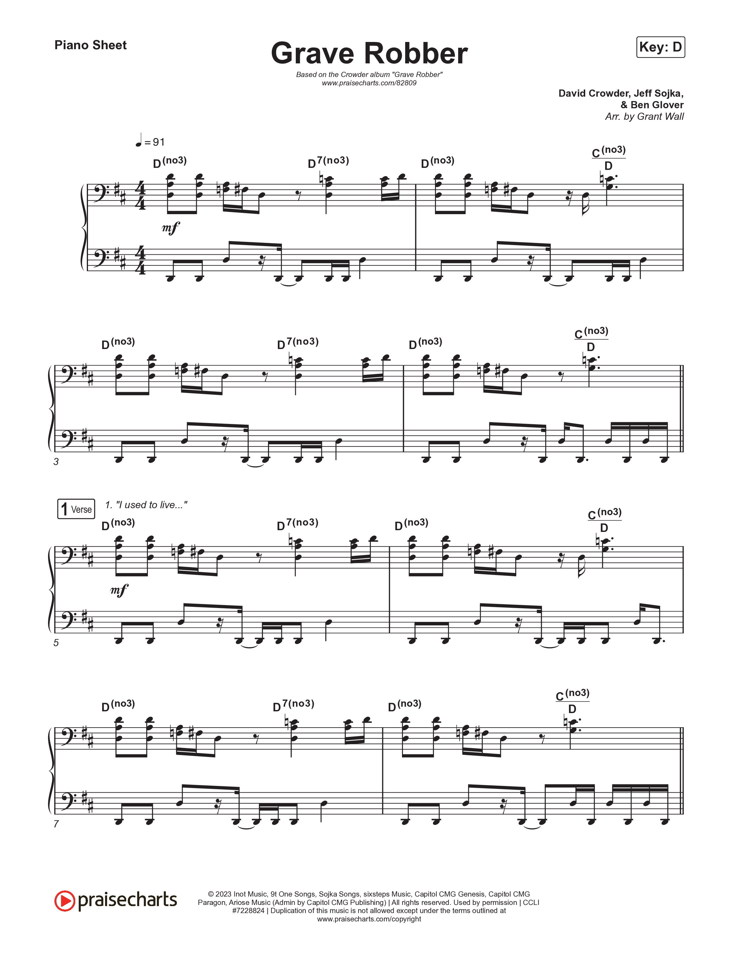 Grave Robber Piano Sheet (Crowder)