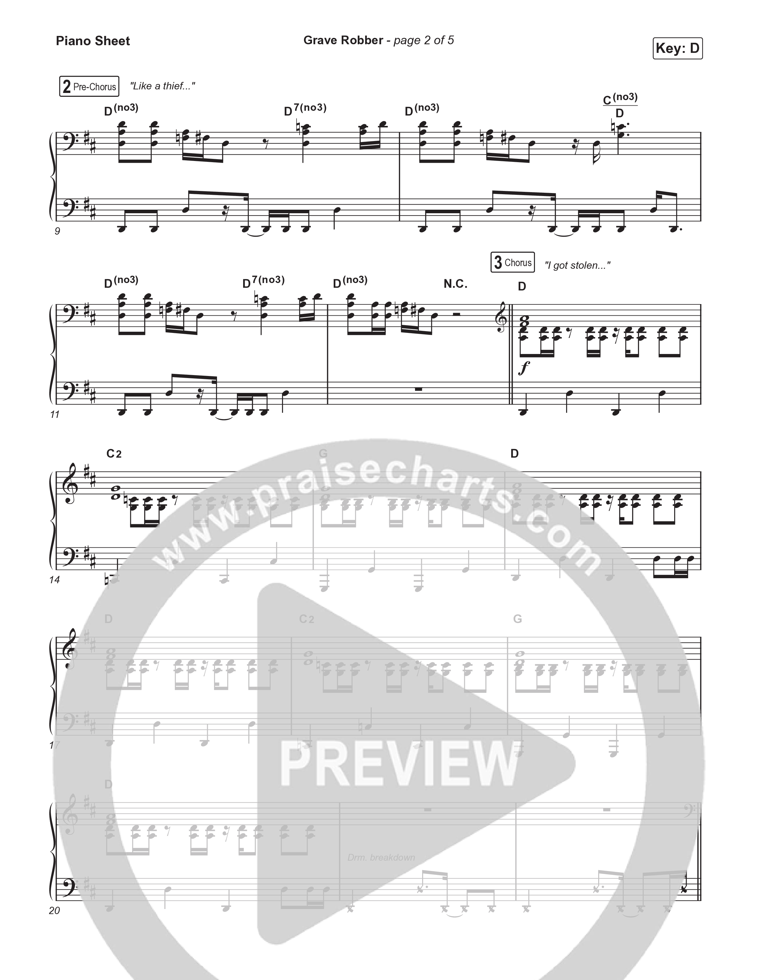 Grave Robber Piano Sheet (Crowder)