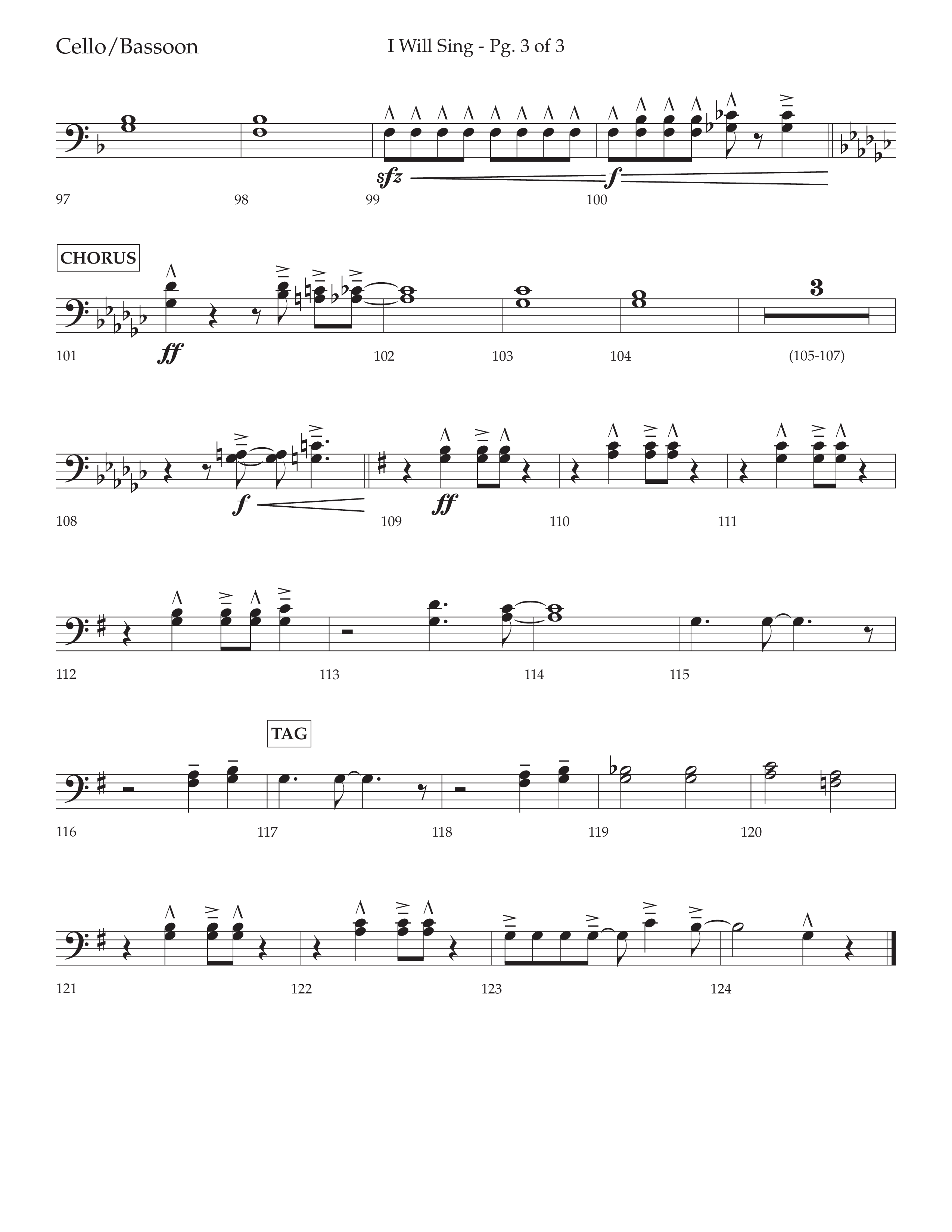 I Will Sing (Choral Anthem SATB) Cello (Arr. Cliff Duren / Lifeway Choral)