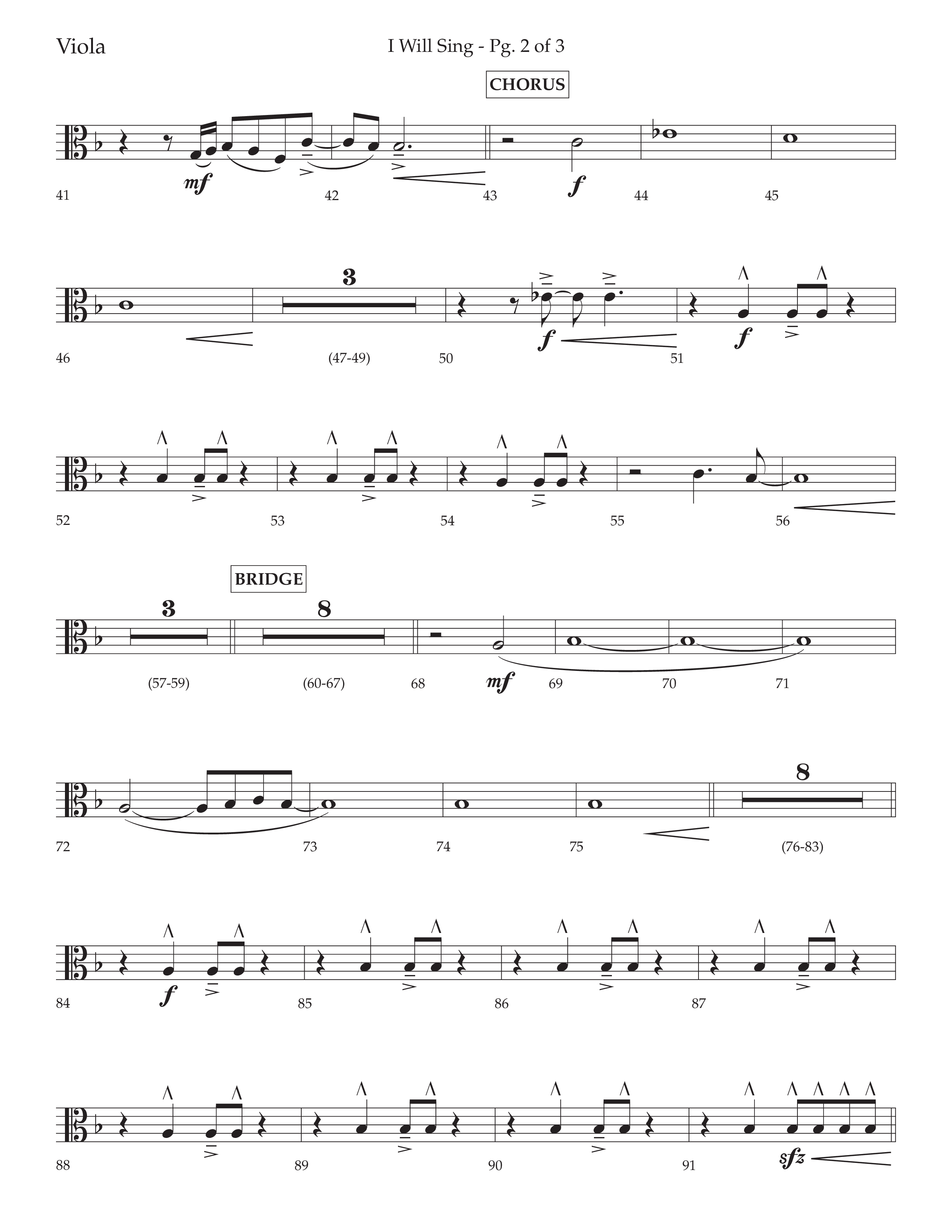 I Will Sing (Choral Anthem SATB) Viola (Arr. Cliff Duren / Lifeway Choral)