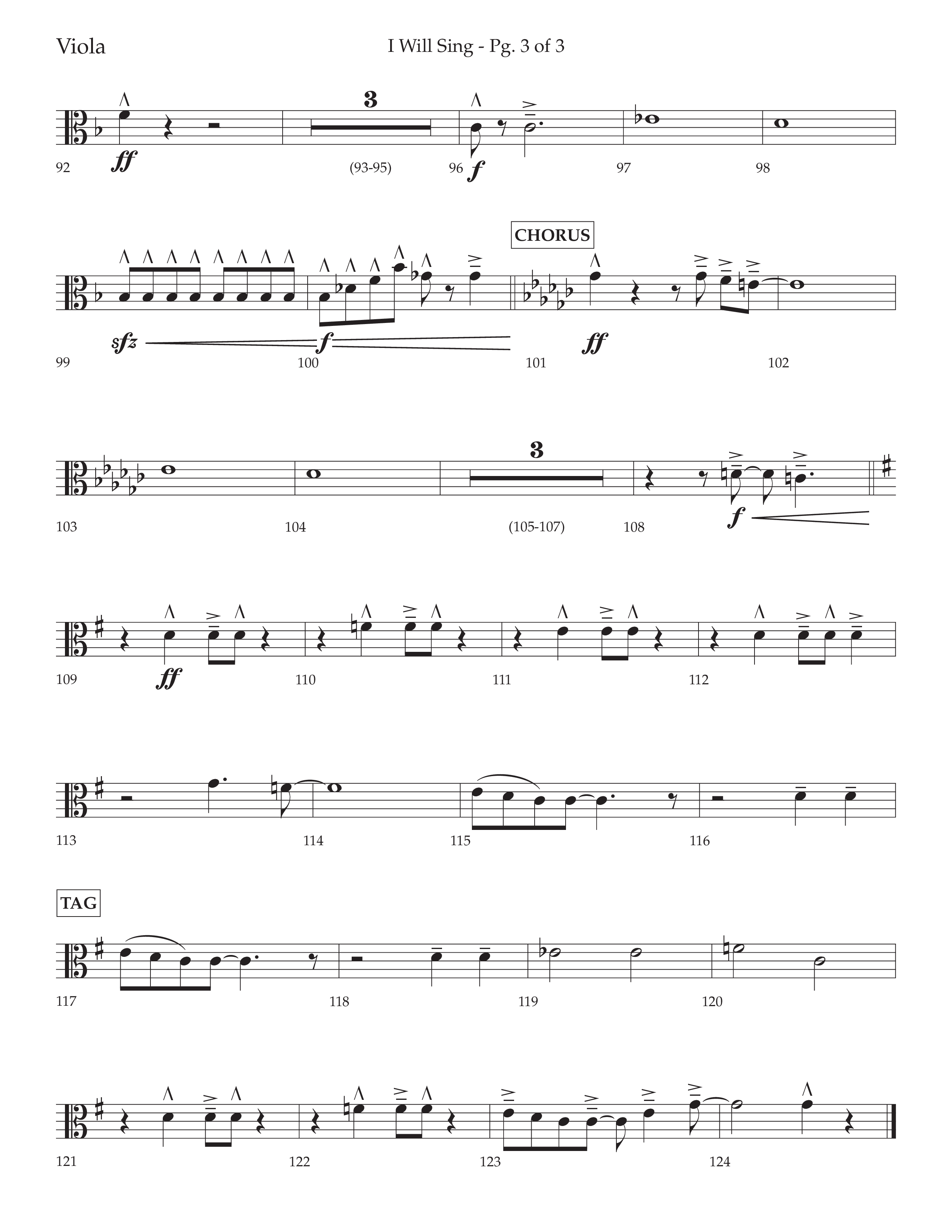 I Will Sing (Choral Anthem SATB) Viola (Arr. Cliff Duren / Lifeway Choral)