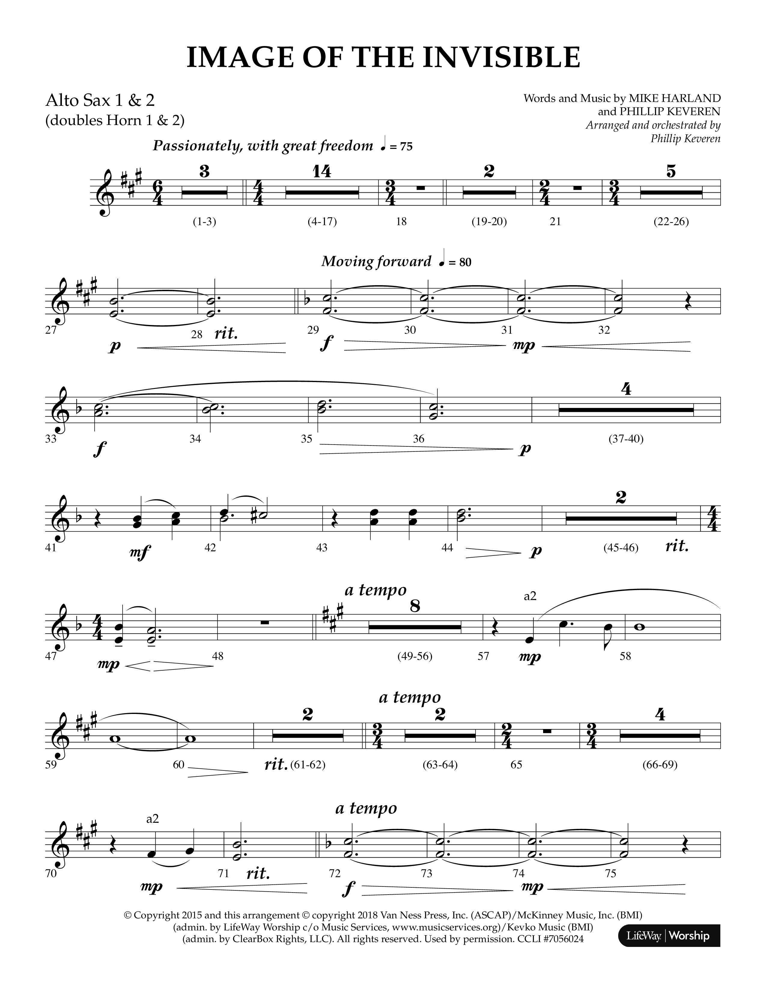 Image Of The Invisible (Choral Anthem SATB) Alto Sax 1/2 (Lifeway Choral / Arr. Phillip Keveren)